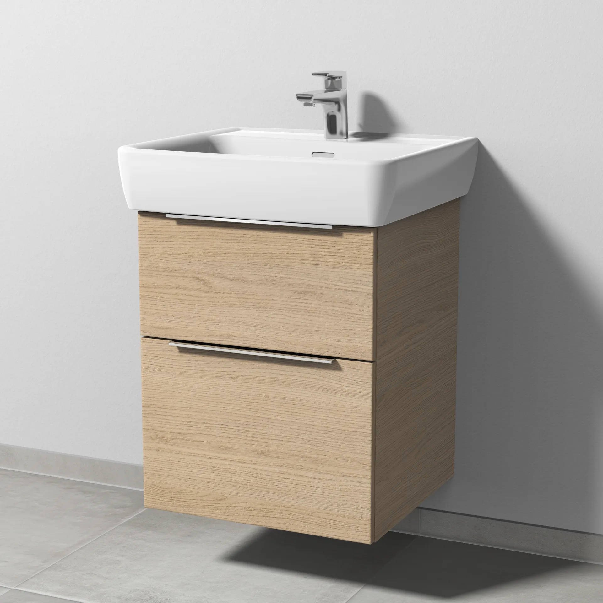 Sanipa Waschtischunterschrank „3way“ passend zu Keramik-Waschtische Pro A von Laufen 475 × 588 × 447 mm in Eiche Nordic