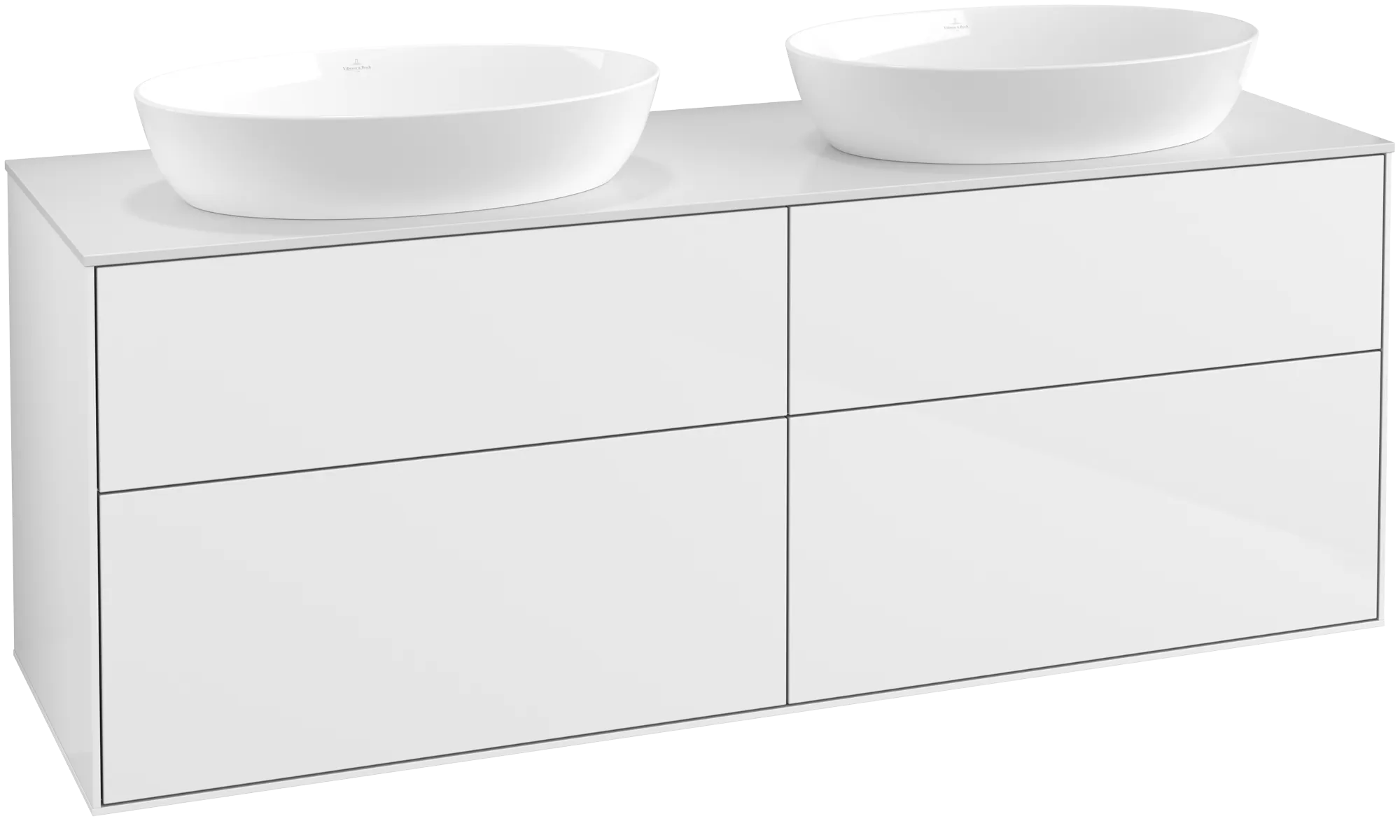 Villeroy & Boch Finion Waschbeckenunterschrank FA8 1600x603x501mm Glossy White Lacquer / Glass White Matt