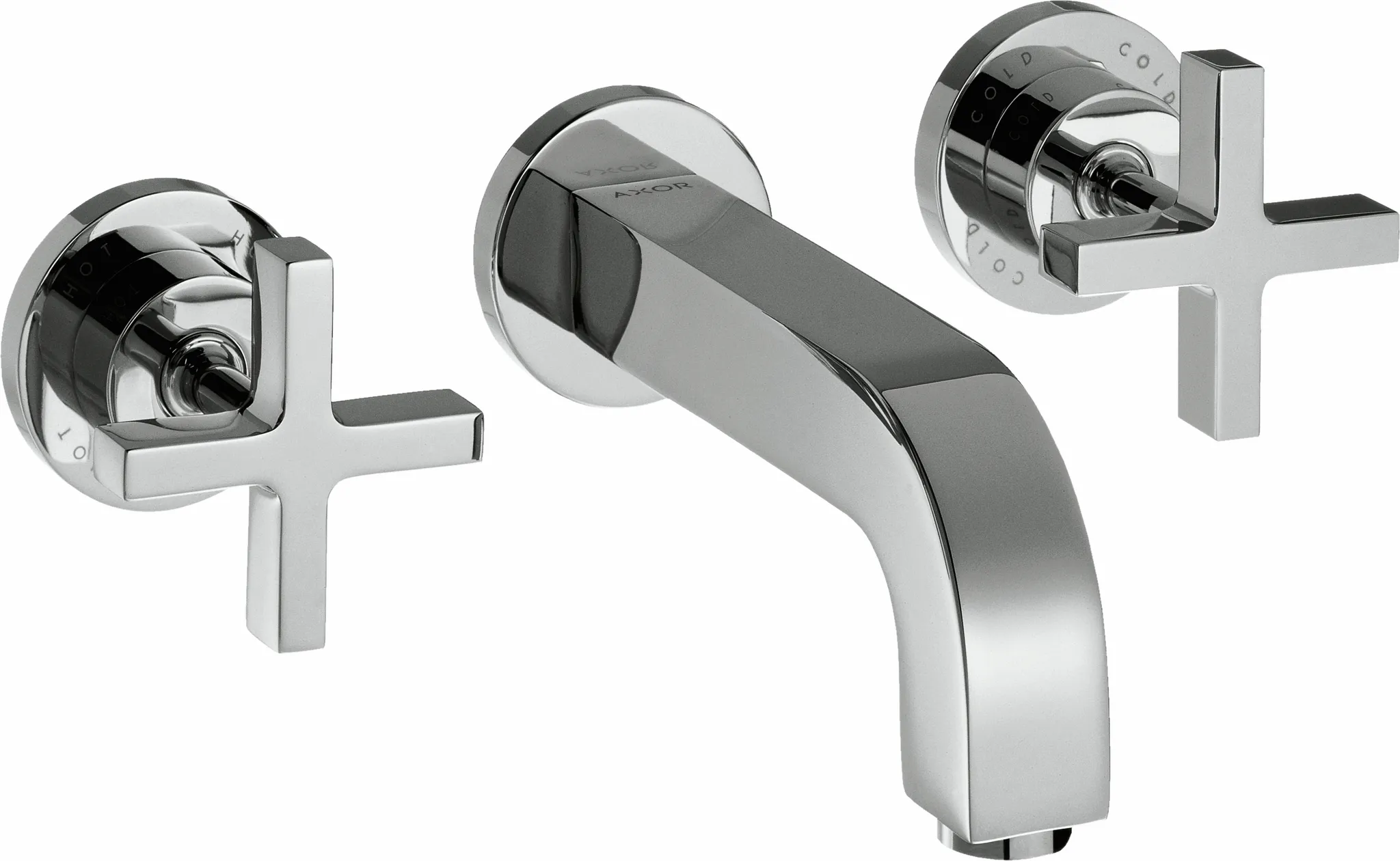3-Loch Waschtischarm.Axor Citterio Wand Fertigset lang m.Kreuzgriffen chrom