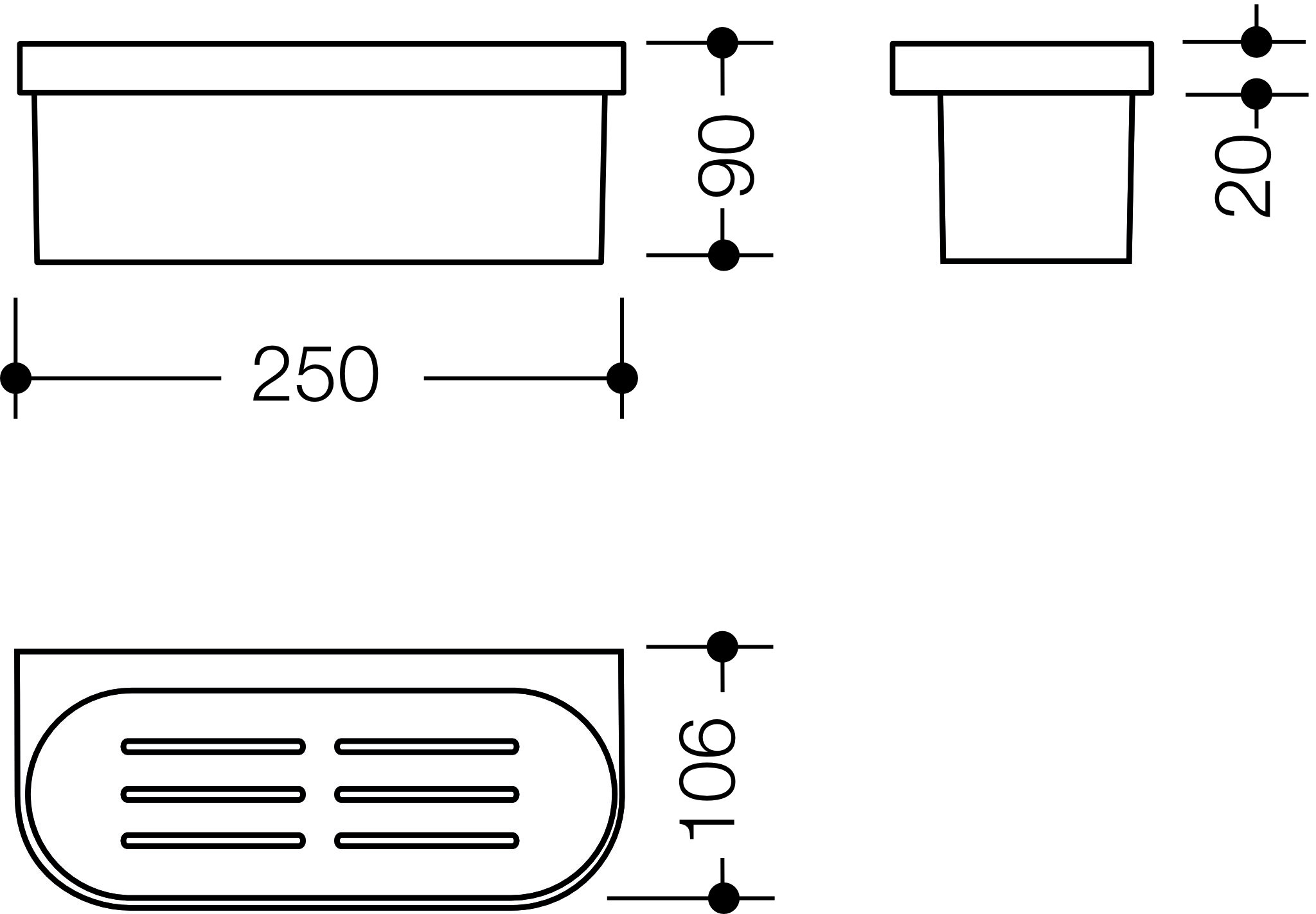 HEWI Korb „System 800“ 10,6 × 25 × 10,6 × 9 cm