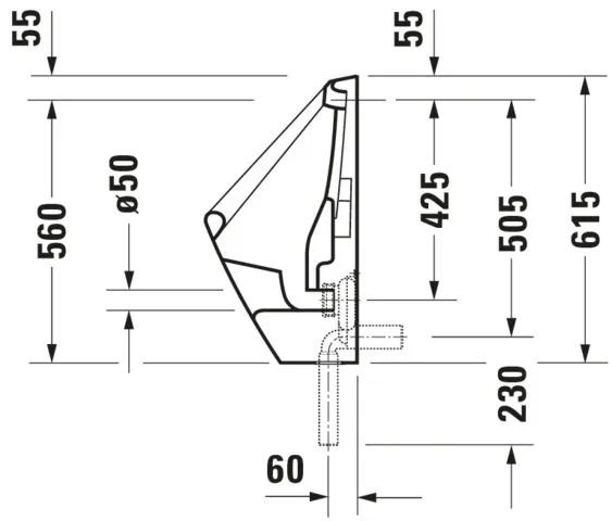 Urinal Duraplus, Zulauf von hinten absaugend, ohne Deckel, ohne Fliege, weiß