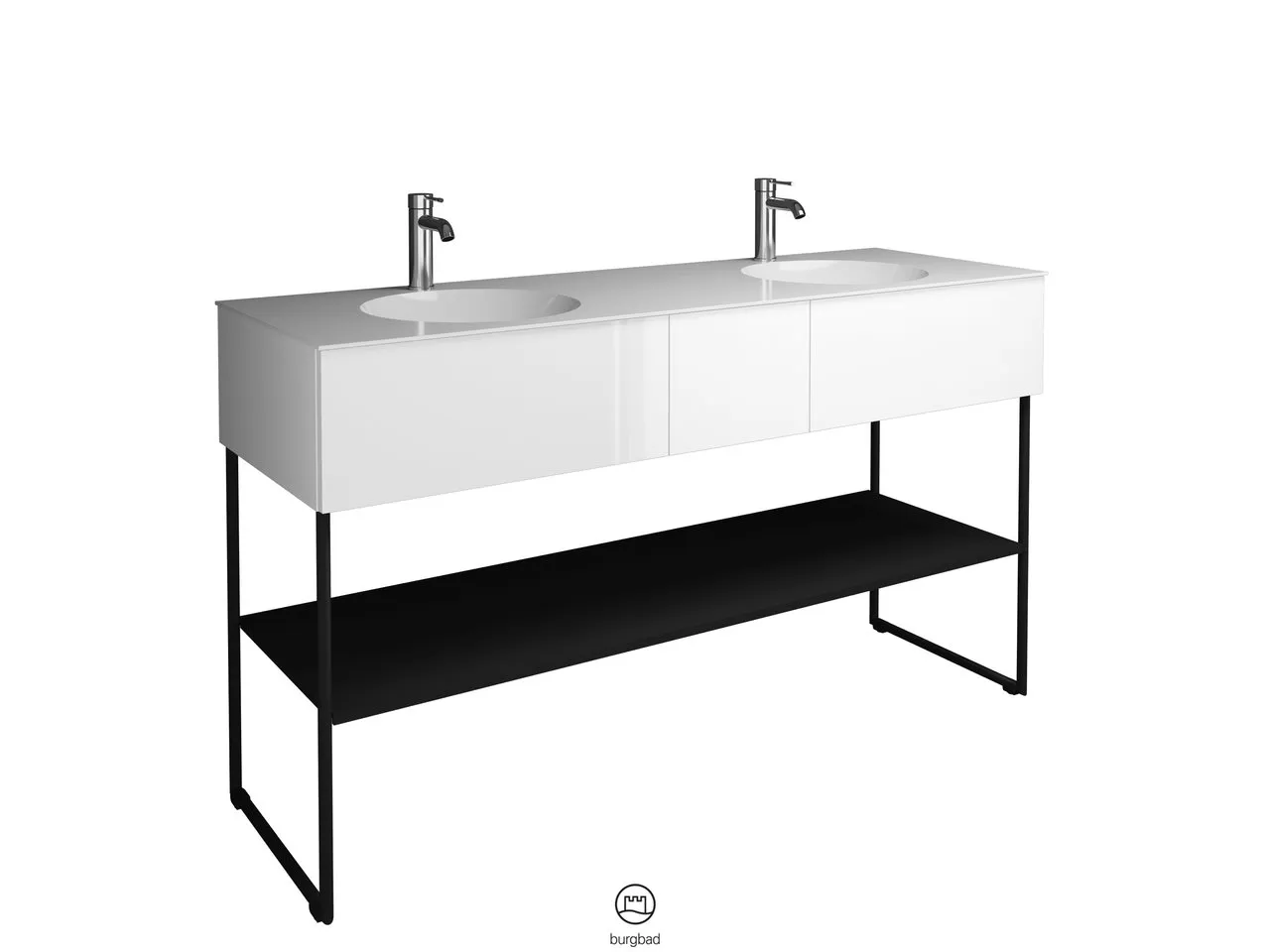 burgbad Coco HGL Mineralguss-Waschtisch inkl. Waschtischunterschrank, 505x1506x870mm burgbad Coco HGL Mineralguss-Waschtisch inkl. Waschtischunterschrank, 505x1506x870mm