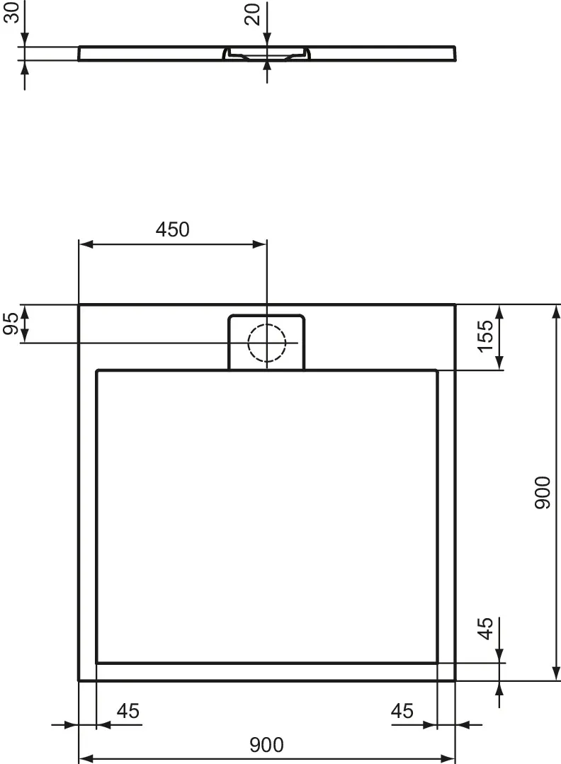 Ideal Standard Duschwanne „UltraFlatSi.life“ 90 × 90 cm in Carraraweiß