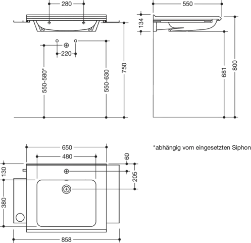HEWI Produktset Waschtisch, alpinweiß, 650x550 mm HEWI Produktset Waschtisch, alpinweiß, 650x550 mm