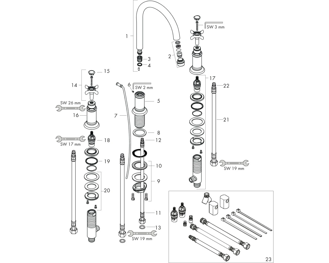 3-Loch Waschtischarmatur Axor Montreux Standmodell chrom