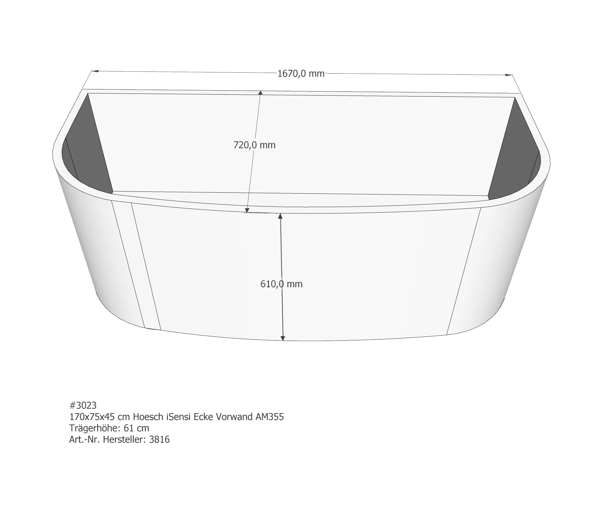 Badewannenträger passend für Hoesch iSensi 170 × 75 × 45 cm Badewannenträger passend für Hoesch iSensi 170 × 75 × 45 cm