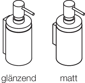 Seifenspender mit Halter des Systems 162, Halter aus Edelstahl, PVD, Seifenspender aus satiniertem Kristallglas, Pumpe aus Metall, Pumpenkopf schwarz, Füllmenge ca. 200 ml, D: 70 mm, H: 182 mm, T: 85 mm, in Farbe CK (messing glänzend)