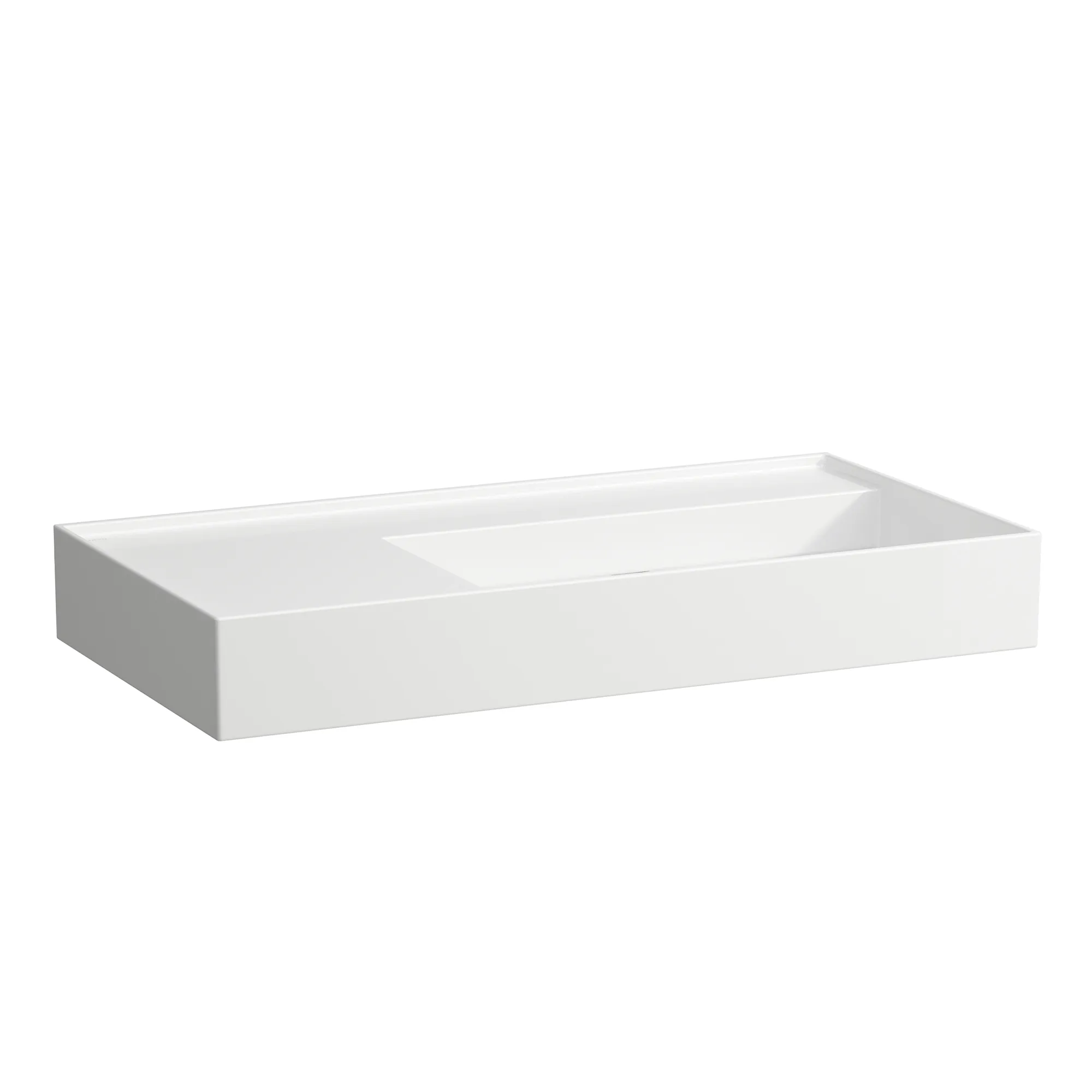 Waschtisch Kartell • 460x900x150 1 Hahnloch ohne Überlauf versteckter Ablauf Ablage links weiß Ablagefläche: links / Farbe: weiß / Größe: 90 × 46 cm / Hahnlochbohrung: ohne Hahnlochbohrung / Oberflächenveredelung: ohne Oberflächenveredelung