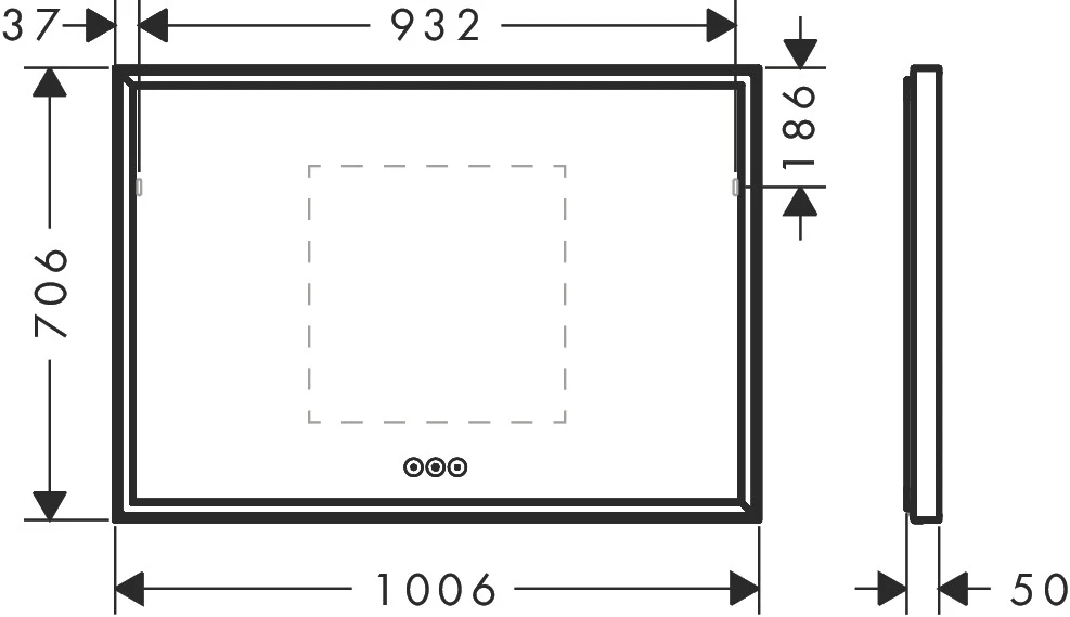 Xarita E Spiegel mit LED-Beleuchtung 1000/50 kapazitiver Berührungssensor Mattweiß