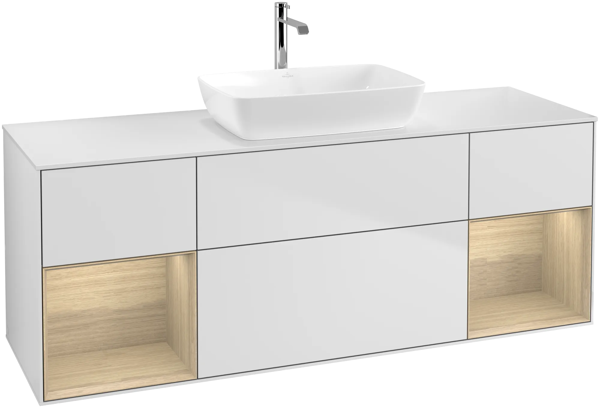 Villeroy & Boch Waschtischunterschrank „Finion“ für Schrankwaschtisch 160 × 60,3 × 50,1 cm 4 Schubladen, für Waschtischposition mittig, inkl. Beleuchtung mittig