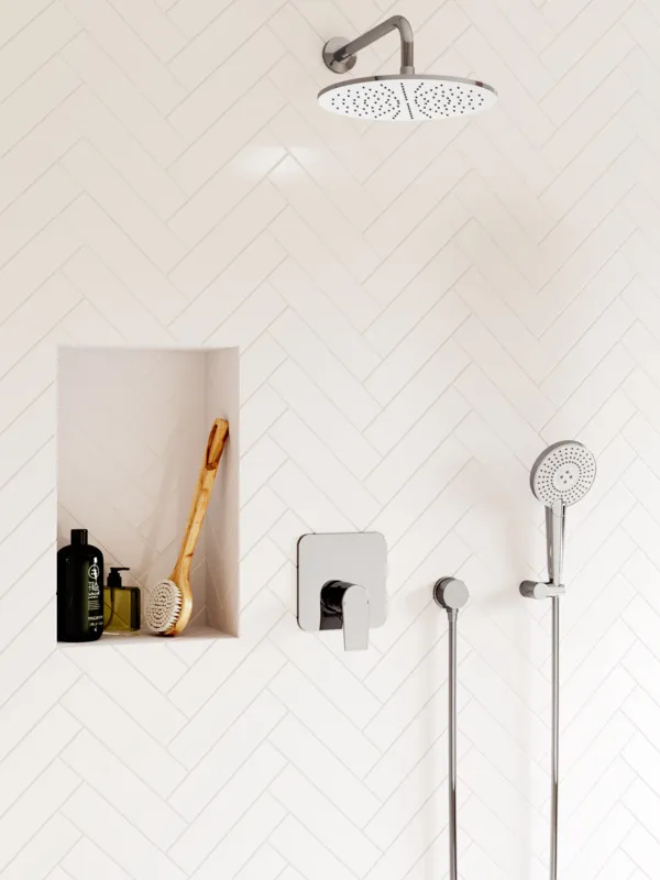 Brausearmatur Unterputz Edge, Bausatz 2, Rosette Durchmesser:163mm, Chrom Brausearmatur Unterputz Edge, Bausatz 2, Rosette Durchmesser:163mm, Chrom