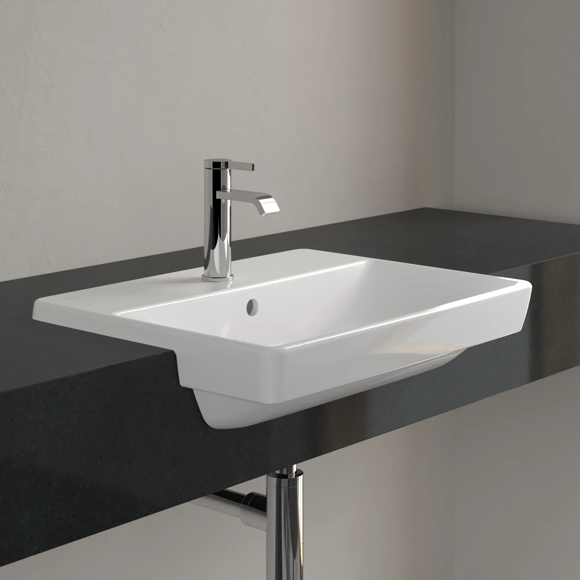 Villeroy & Boch Vorbauwaschbecken „Avento“ 550 × 440 × 145 mm, mit Hahnlochbohrung, Hahnlochposition mittig in Weiß Alpin Villeroy & Boch Vorbauwaschbecken „Avento“ 550 × 440 × 145 mm, mit Hahnlochbohrung, Hahnlochposition mittig in Weiß Alpin