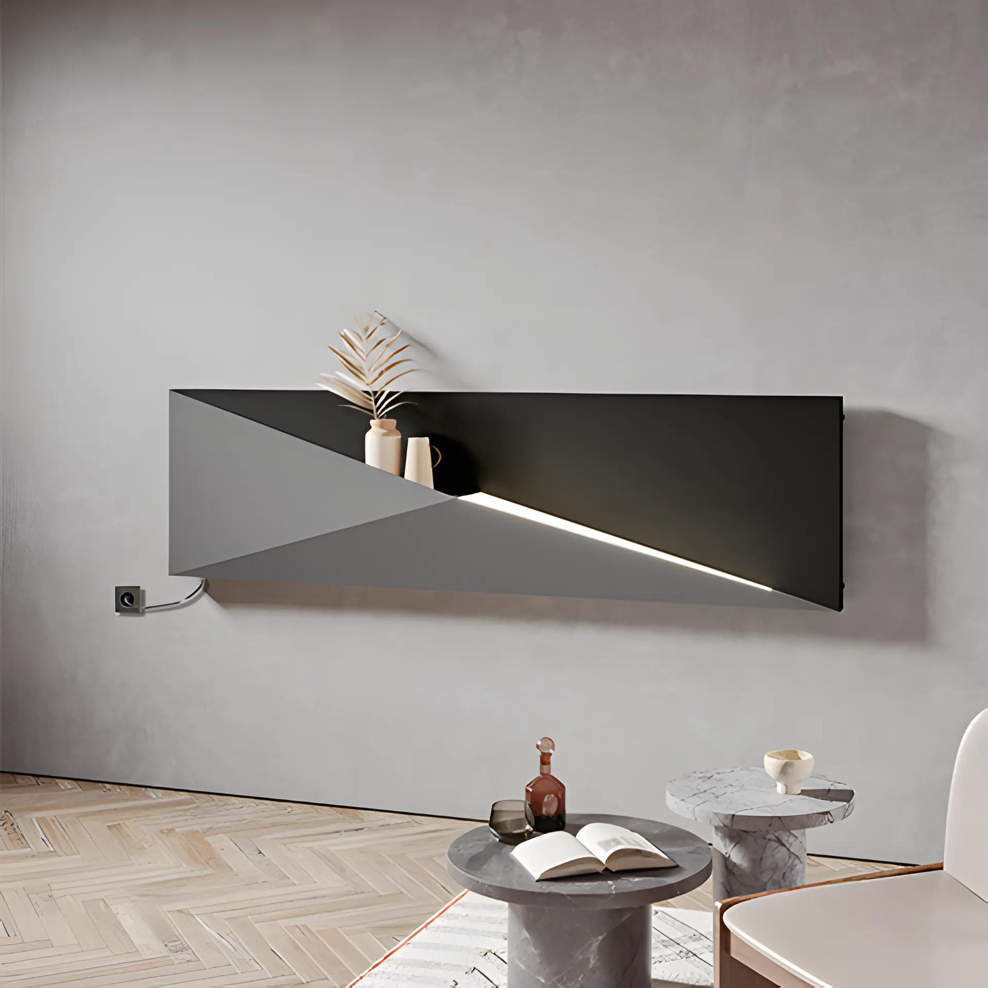 BEMM Arte Designer Polygon EK - Design-Heizkörper, elektrisch, 750 W, NOW, Weiß 9016, 50 x 200 x 1800 mm