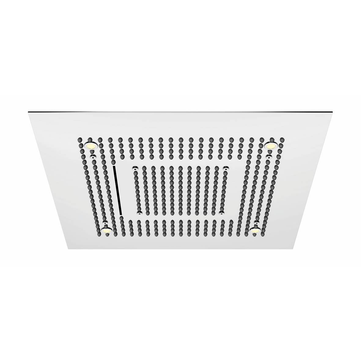 Serie 390 Relax Rain Regenpaneel mit LED 60 x 60 cm, mit 3- Strahlarten für Deckeneinbau, verchromt Serie 390 Relax Rain Regenpaneel mit LED 60 x 60 cm, mit 3- Strahlarten für Deckeneinbau, verchromt