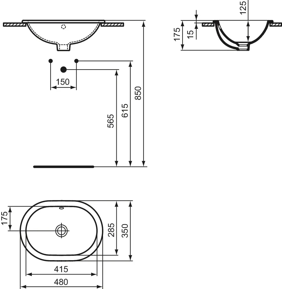 Waschbecken „Connect“ 48 × 35 × 17,5 cm Waschbecken „Connect“ 48 × 35 × 17,5 cm