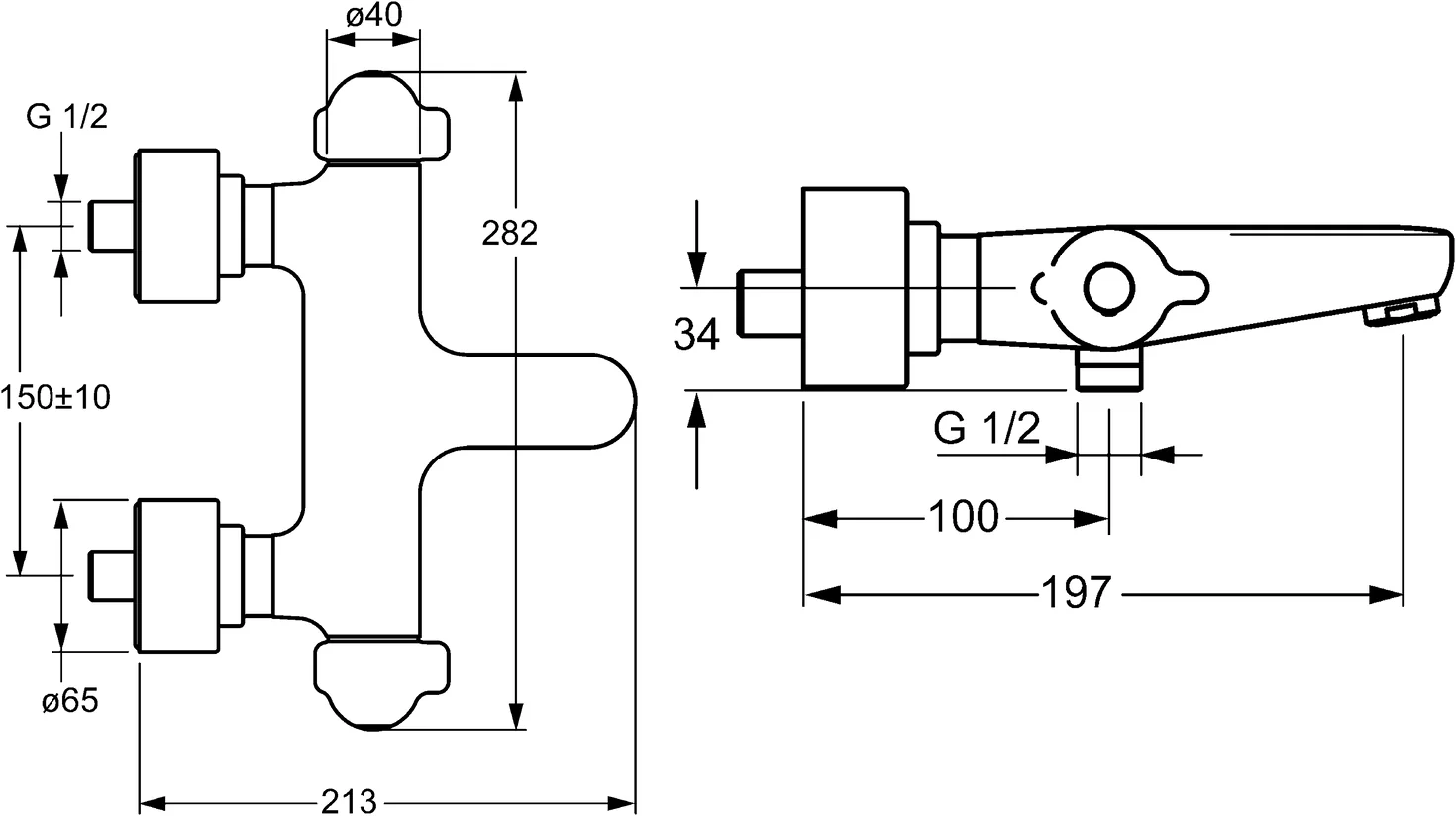 HansaMEDIPRO Wannen- und Brausearmatur HansaMEDIPRO 5810 Ausladung 197 mm DN15 Chrom HansaMEDIPRO Wannen- und Brausearmatur HansaMEDIPRO 5810 Ausladung 197 mm DN15 Chrom