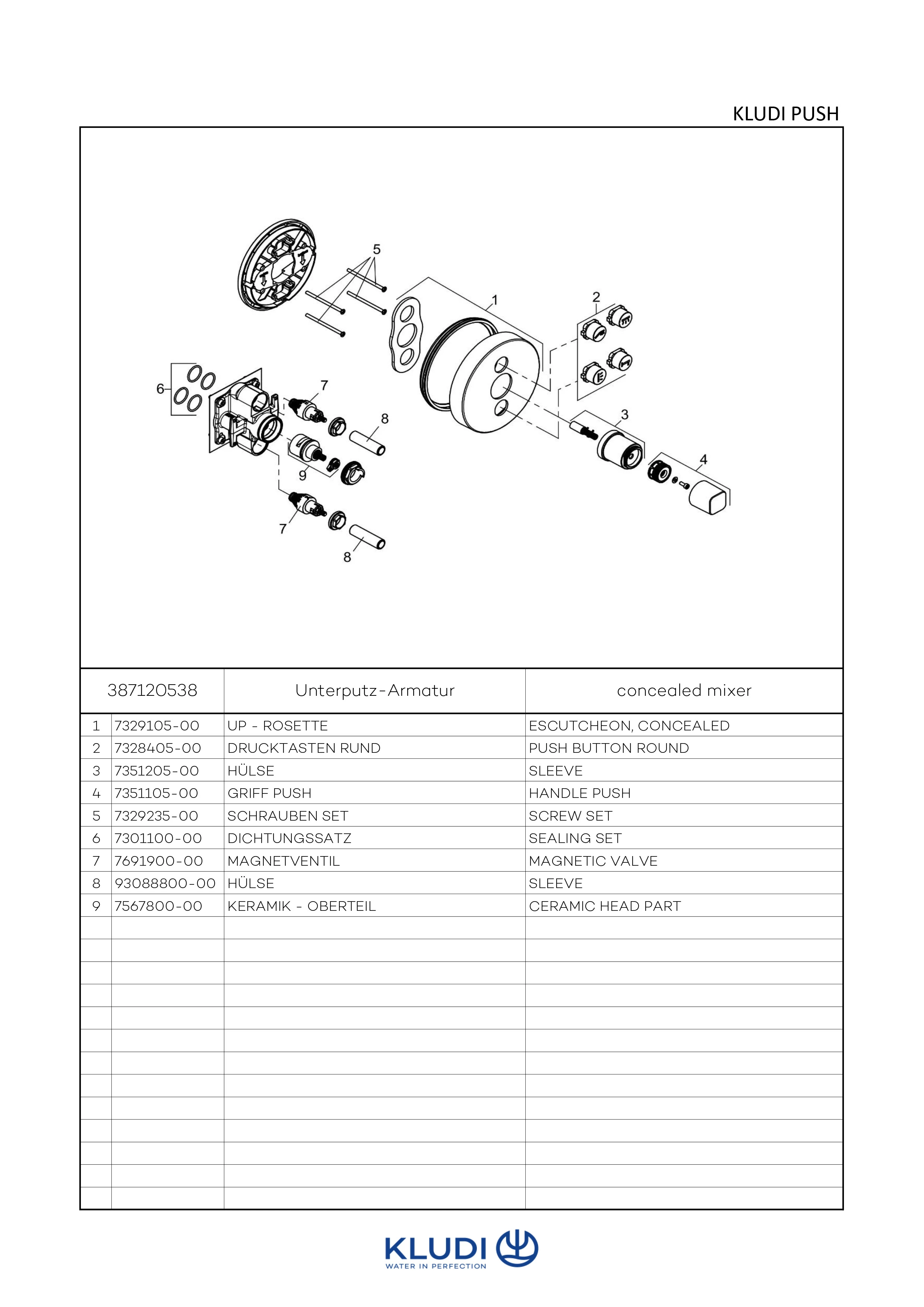 PUSH UPArm. mit Rotationskartusche mit Drucktaste für 2 Verb., rund chrom PUSH UPArm. mit Rotationskartusche mit Drucktaste für 2 Verb., rund chrom