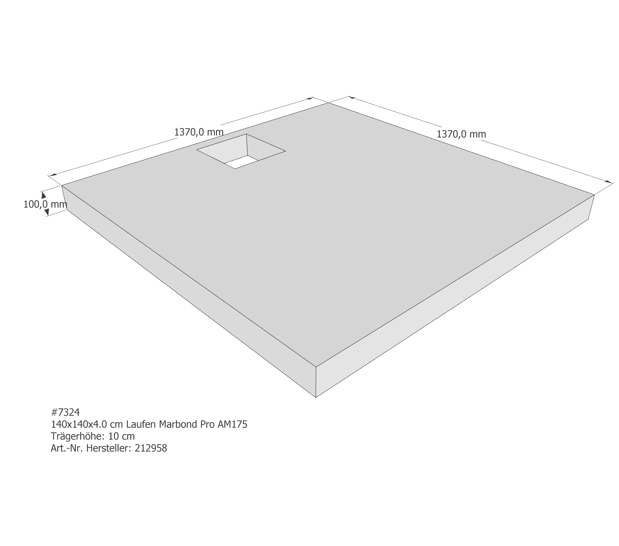 Duschwannenträger passend für Laufen Marbond_Pro 140 × 140 × 4 cm Duschwannenträger passend für Laufen Marbond_Pro 140 × 140 × 4 cm