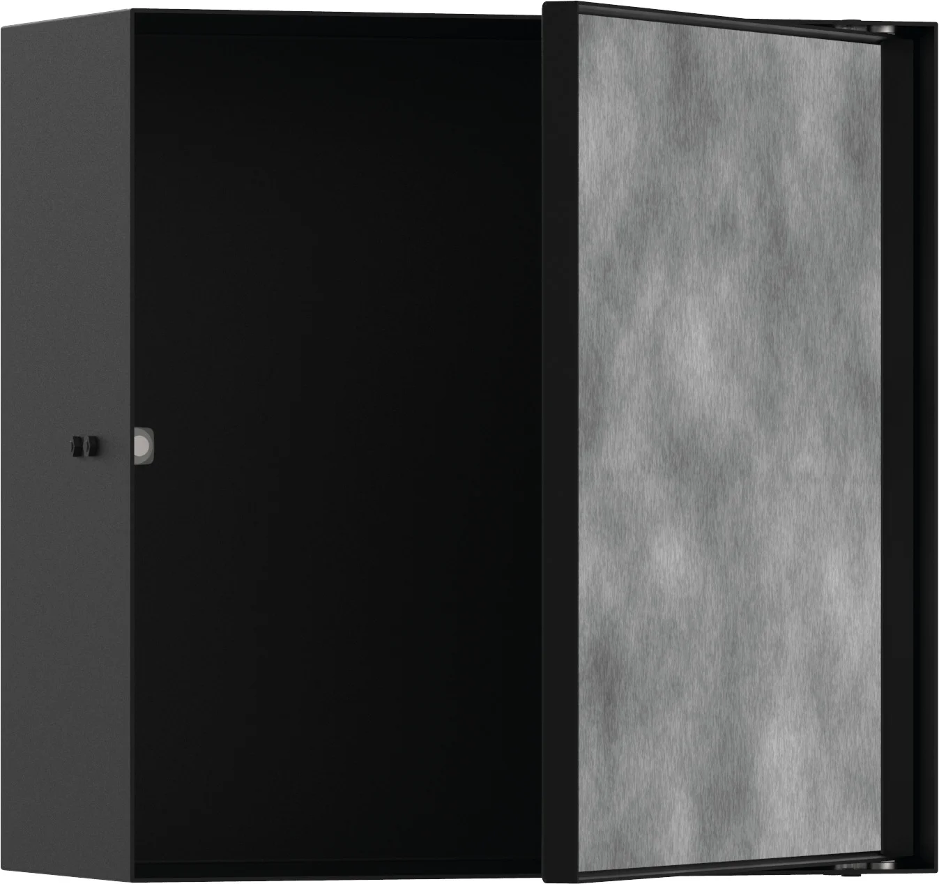 Hansgrohe XtraStoris Rock Wandnische, mattschwarz, 300 x 300 x 140 mm, Push-Open Tür mit 12 mm Tiefe