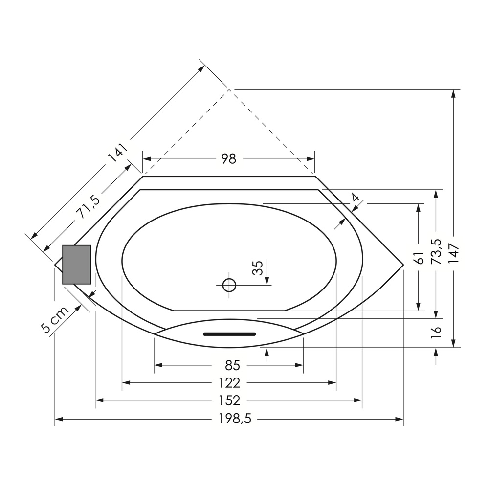 repaBAD Badewanne ohne Ecke „Taurus“ eck 1410 × 1410 mm in Weiß repaBAD Badewanne ohne Ecke „Taurus“ eck 1410 × 1410 mm in Weiß