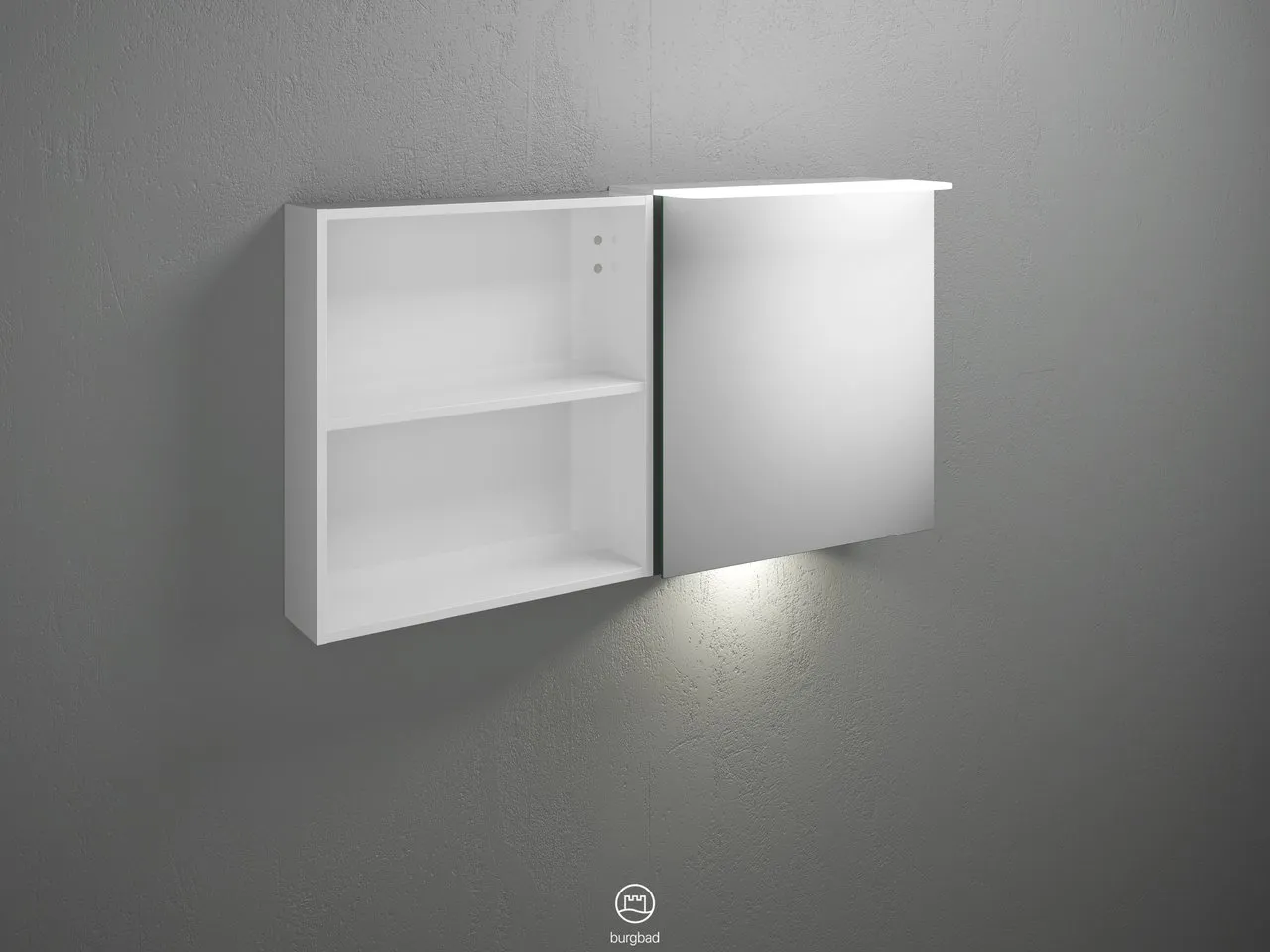 Badu Spiegelschrank SFUC120 von burgbad - 310 mm tief, 1.200 mm breit, 665 mm hoch Badu Spiegelschrank SFUC120 von burgbad - 310 mm tief, 1.200 mm breit, 665 mm hoch