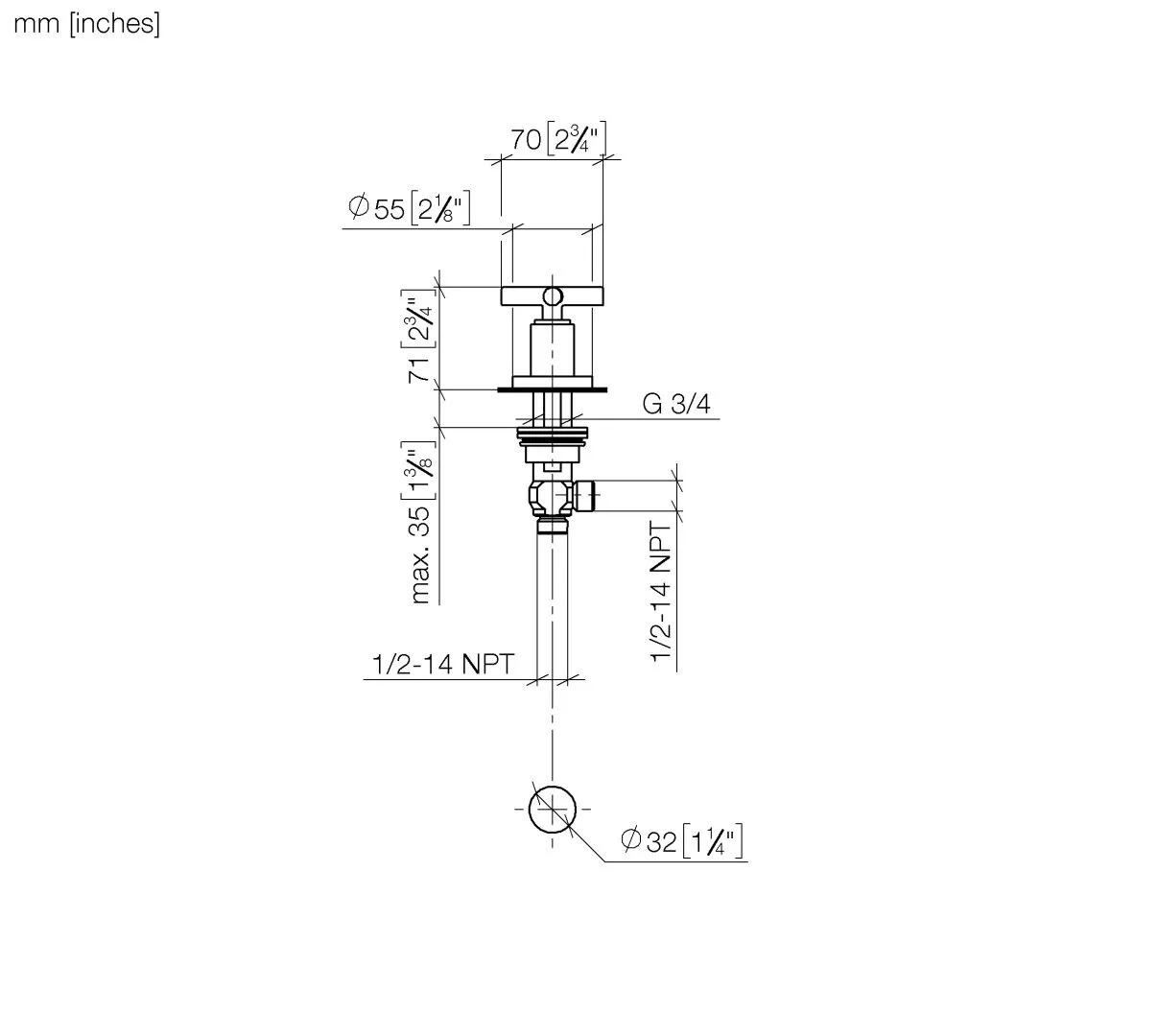 Dornbracht Tara Seitenventil, rechtsschließend, kalt oder warm - Chrom Dornbracht Tara Seitenventil, rechtsschließend, kalt oder warm - Chrom