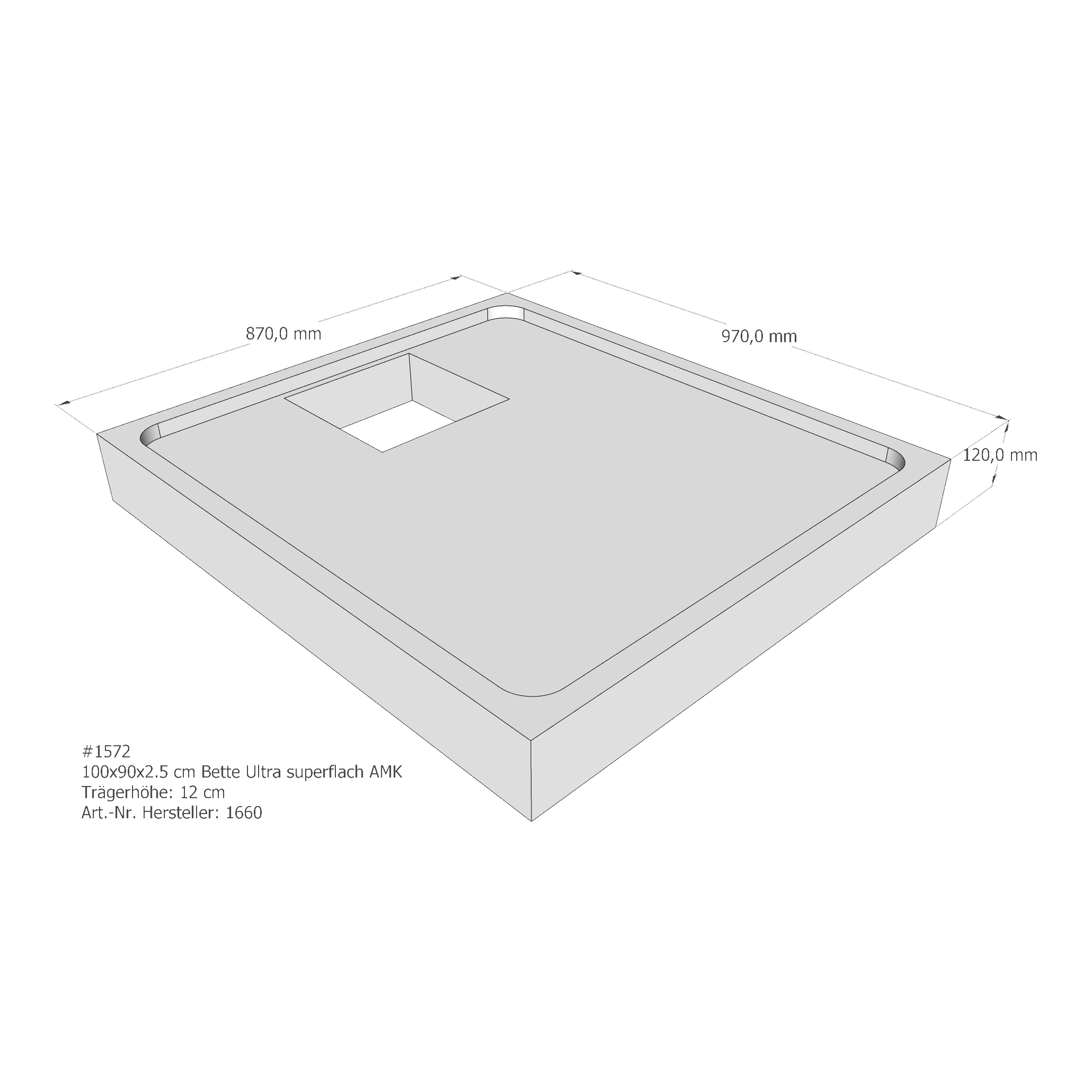 Duschwannenträger für Bette BetteUltra (superflach) 100 × 90 × 2,5 cm