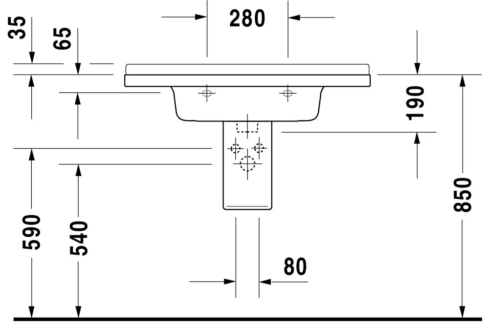 Wandwaschtisch „Starck 3“, mit Überlauf, Hahnlochposition mittig Wandwaschtisch „Starck 3“, mit Überlauf, Hahnlochposition mittig