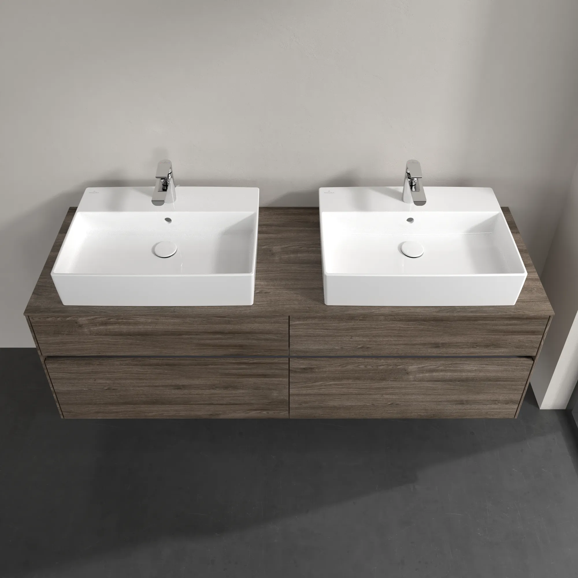 Villeroy & Boch Waschtischunterschrank „Collaro“ 1600 × 548 × 500 mm Stone Oak, ohne Beleuchtung, für links und rechts
