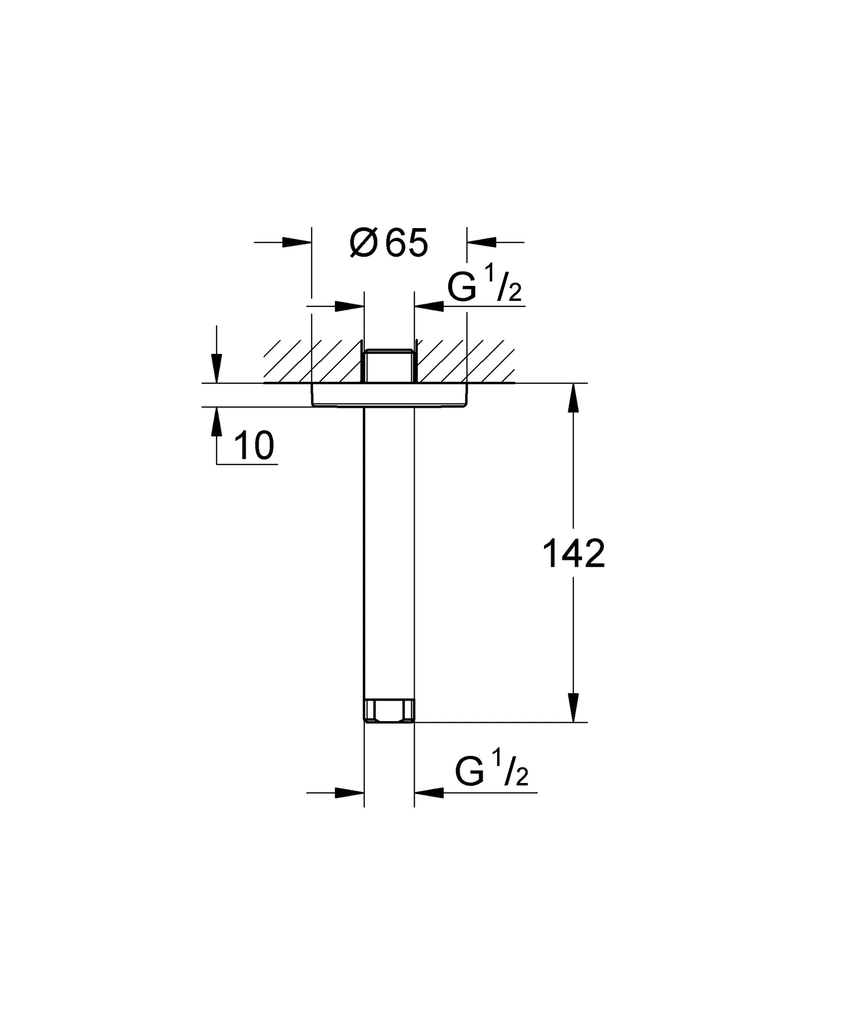 Grohe Rainshower Deckenauslass 28724, Länge 142 mm, chrom Grohe Rainshower Deckenauslass 28724, Länge 142 mm, chrom