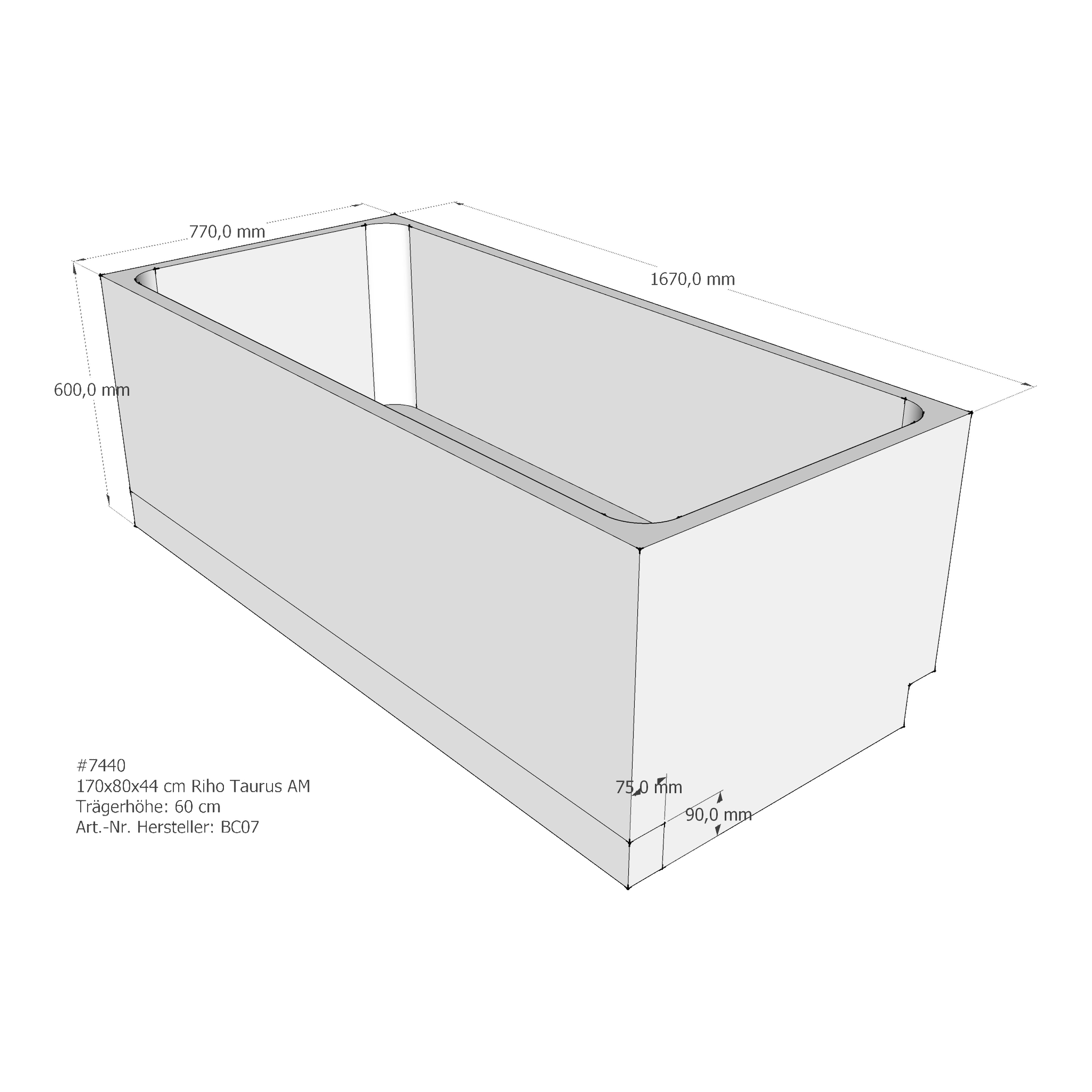 Badewannenträger für Riho 170 × 80 × 46 cm Badewannenträger für Riho 170 × 80 × 46 cm