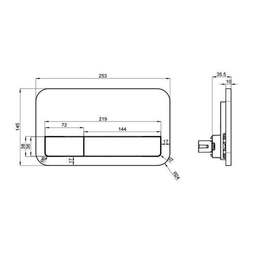 WC-Vorwandelement ViConnect Installationssysteme 922461, 525 × 1120 × 135 mm, für Trockenbau, WC-Betätigungsplatte ViConnect Installationssysteme 922490, 253 × 145 × 10 mm, 2-Mengen-Spülung, Chrom Edelmatt