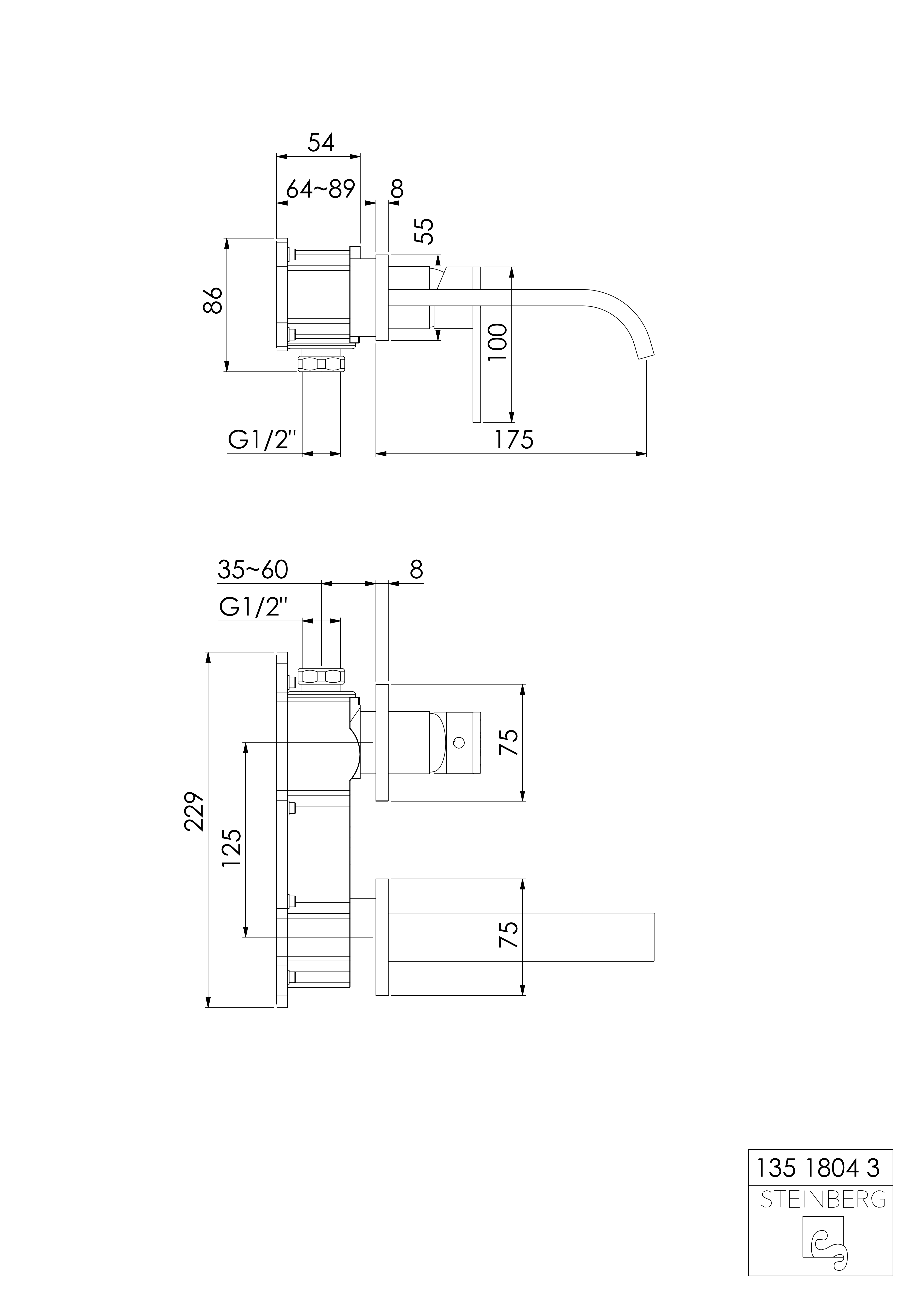 Serie 135 Fertigmontageset für Waschtisch-Einhebelmischer, 2 Rosetten, Ausladung: 17,5 cm, chrom Serie 135 Fertigmontageset für Waschtisch-Einhebelmischer, 2 Rosetten, Ausladung: 17,5 cm, chrom