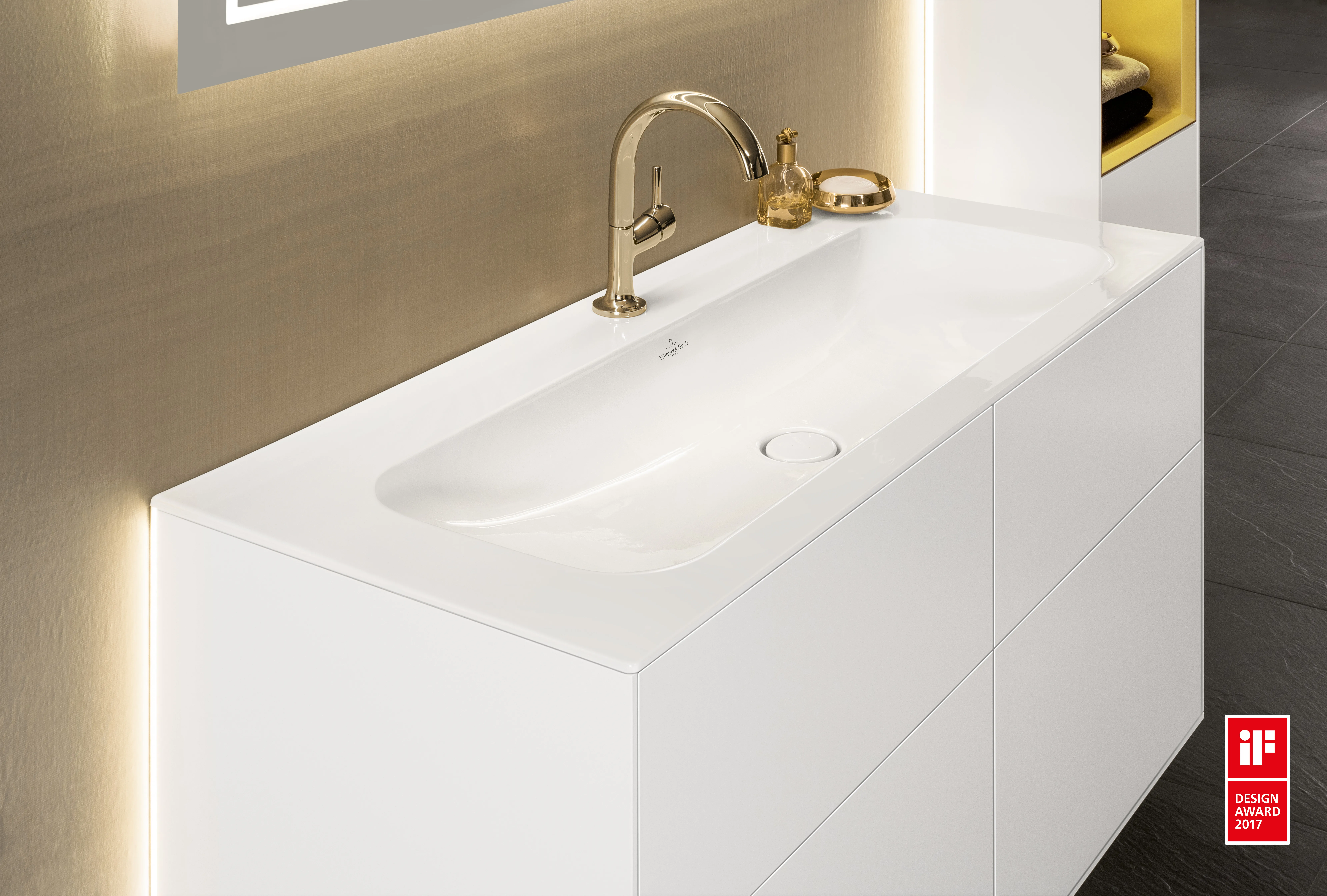 Villeroy & Boch Schrankwaschtisch aus TitanCeram „Finion“ 1200 × 500 × 160 mm, mit Hahnlochbohrung, Hahnlochposition mittig in Weiß Alpin, mit CeramicPlus Villeroy & Boch Schrankwaschtisch aus TitanCeram „Finion“ 1200 × 500 × 160 mm, mit Hahnlochbohrung, Hahnlochposition mittig in Weiß Alpin, mit CeramicPlus