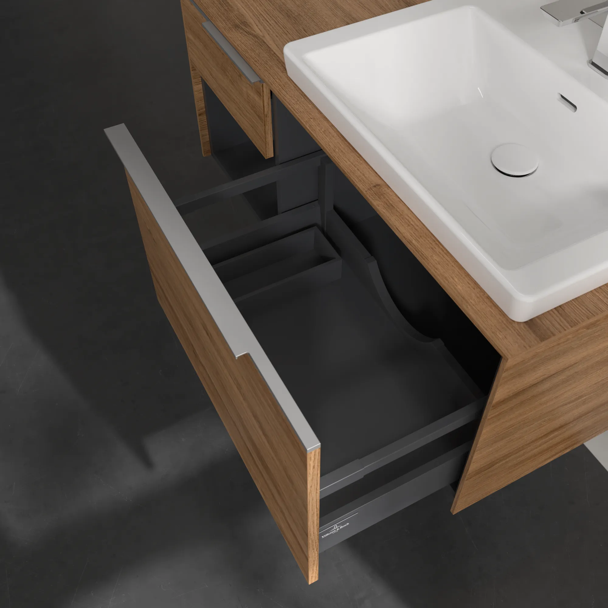 Villeroy & Boch Waschtischunterschrank mit Regalelement „Subway 3.0“ für Schrankwaschtisch 1001 × 423 × 516 mm Kansas Oak, für Becken rechts