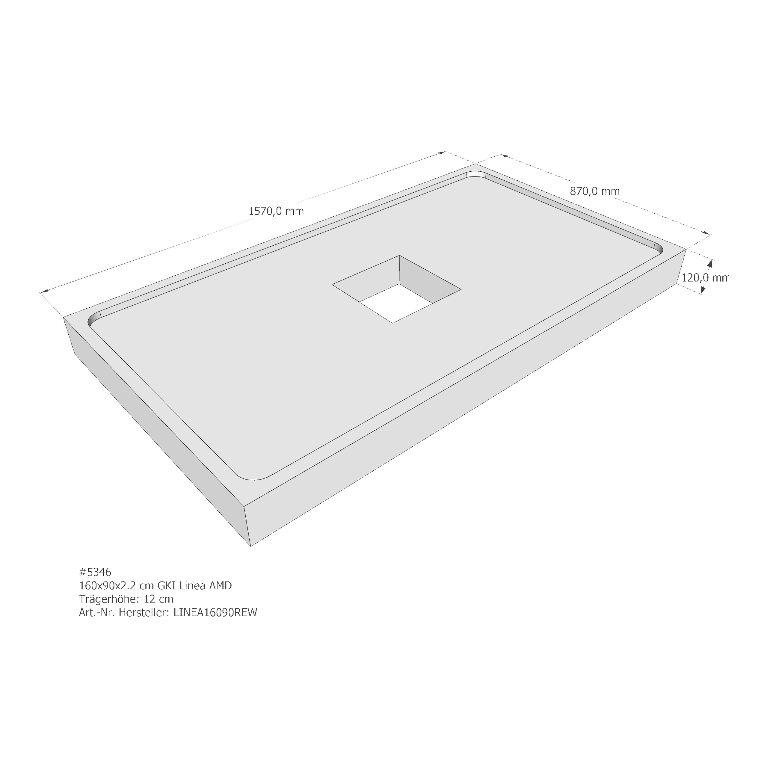 Duschwannenträger für GKI Linea 160 × 90 × 2,2 cm