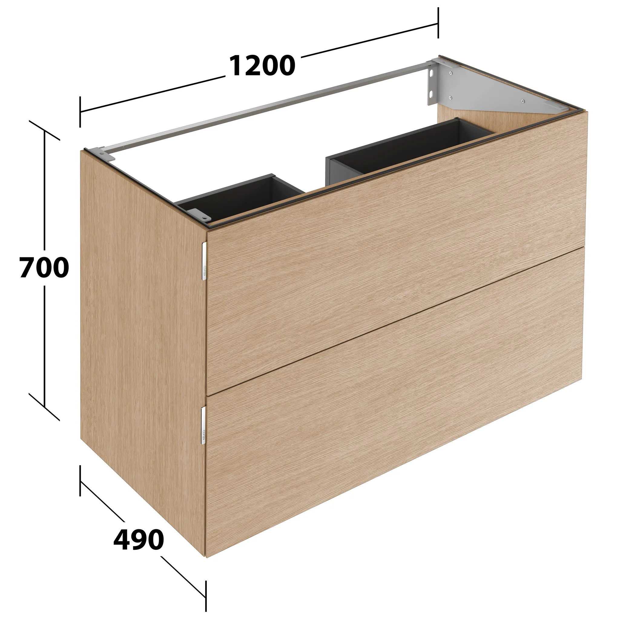 KEUCO Waschtischunterschrank mit Auszügen „Edition 11 Art“ Eiche hell (Furnier), Eiche hell (Furnier), ohne Beleuchtung 1200 × 700 × 490 mm