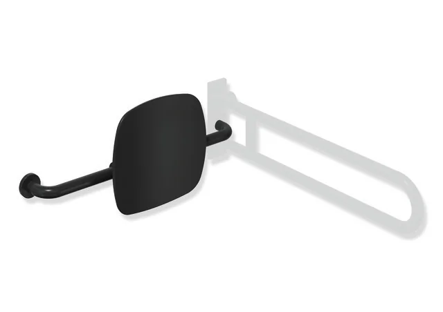 HEWI Rückensstütze Serie 805 Classic, Edelstahl pulverbeschichtet, Kunststofflehne in Signalweiß oder Tiefschwarz, Breite 650–750 mm, Tiefe 150 mm, Höhe 334 mm HEWI Rückensstütze Serie 805 Classic, Edelstahl pulverbeschichtet, Kunststofflehne in Signalweiß oder Tiefschwarz, Breite 650–750 mm, Tiefe 150 mm, Höhe 334 mm