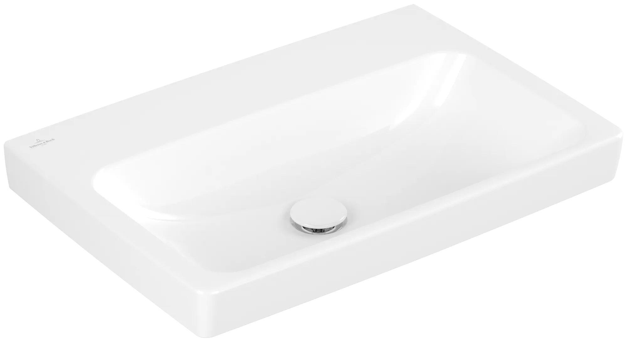 Villeroy & Boch Waschbecken „Architectura“ 650 × 445 × 165 mm, ohne Hahnlochbohrung, für Becken mittig in Weiß Alpin