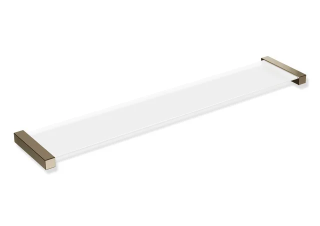 Ablage, Edelstahl, PVD, Ablagefläche aus ESG-Glas (4 mm), von der Unterseite satiniert, Breite 616 mm, Höhe 20 mm, Tiefe 122 mm, in Farbe CK (Messing glänzend) Ablage, Edelstahl, PVD, Ablagefläche aus ESG-Glas (4 mm), von der Unterseite satiniert, Breite 616 mm, Höhe 20 mm, Tiefe 122 mm, in Farbe CK (Messing glänzend)