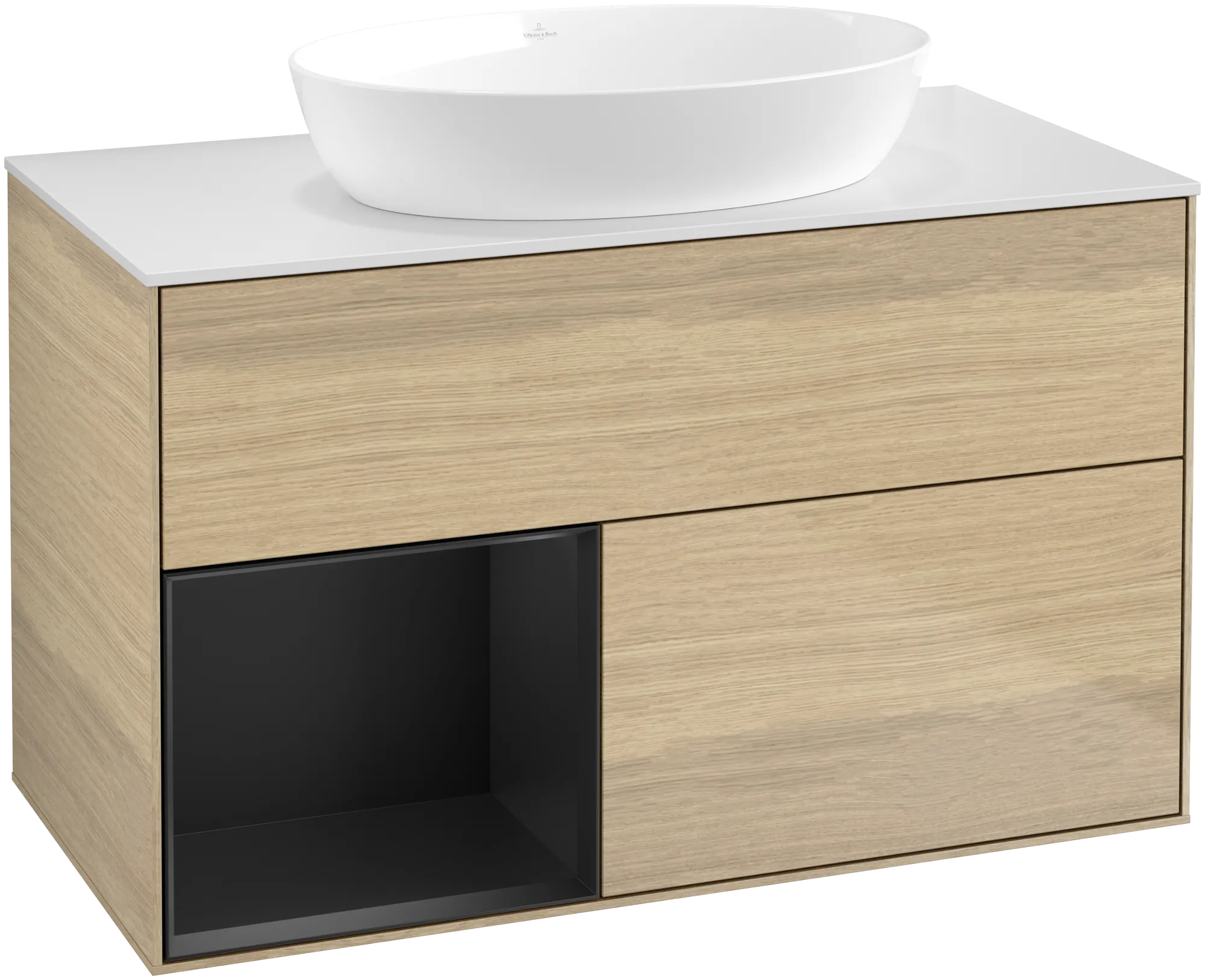 Villeroy & Boch Waschtischunterschrank „Finion“ für Schrankwaschtisch 1000 × 603 × 501 mm Oak Veneer, für Becken mittig, ohne Hahnlochbohrung Villeroy & Boch Waschtischunterschrank „Finion“ für Schrankwaschtisch 1000 × 603 × 501 mm Oak Veneer, für Becken mittig, ohne Hahnlochbohrung