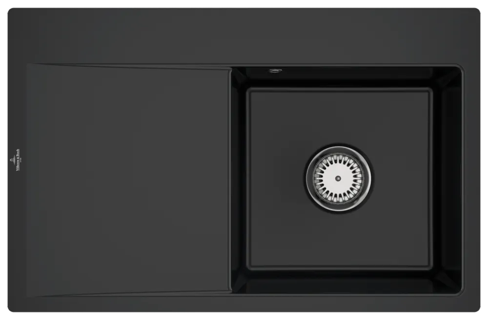 Villeroy & Boch flächenbündiges Küchenspülbecken „Subway Style“ 45 flat 780 × 510 × 220 mm, für Becken rechts in Pure Black Villeroy & Boch flächenbündiges Küchenspülbecken „Subway Style“ 45 flat 780 × 510 × 220 mm, für Becken rechts in Pure Black