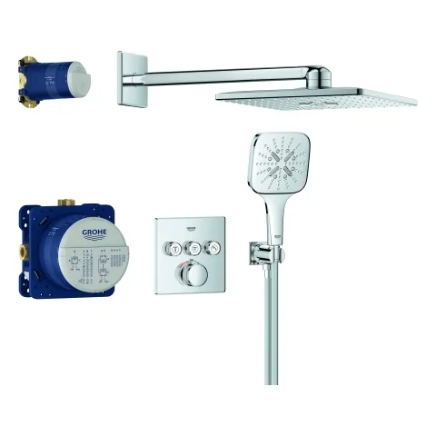 Grohe Unterputz-Armatur eckige Form „Grohtherm“ SmartControl Ausladung 400 mm in chrom Grohe Unterputz-Armatur eckige Form „Grohtherm“ SmartControl Ausladung 400 mm in chrom