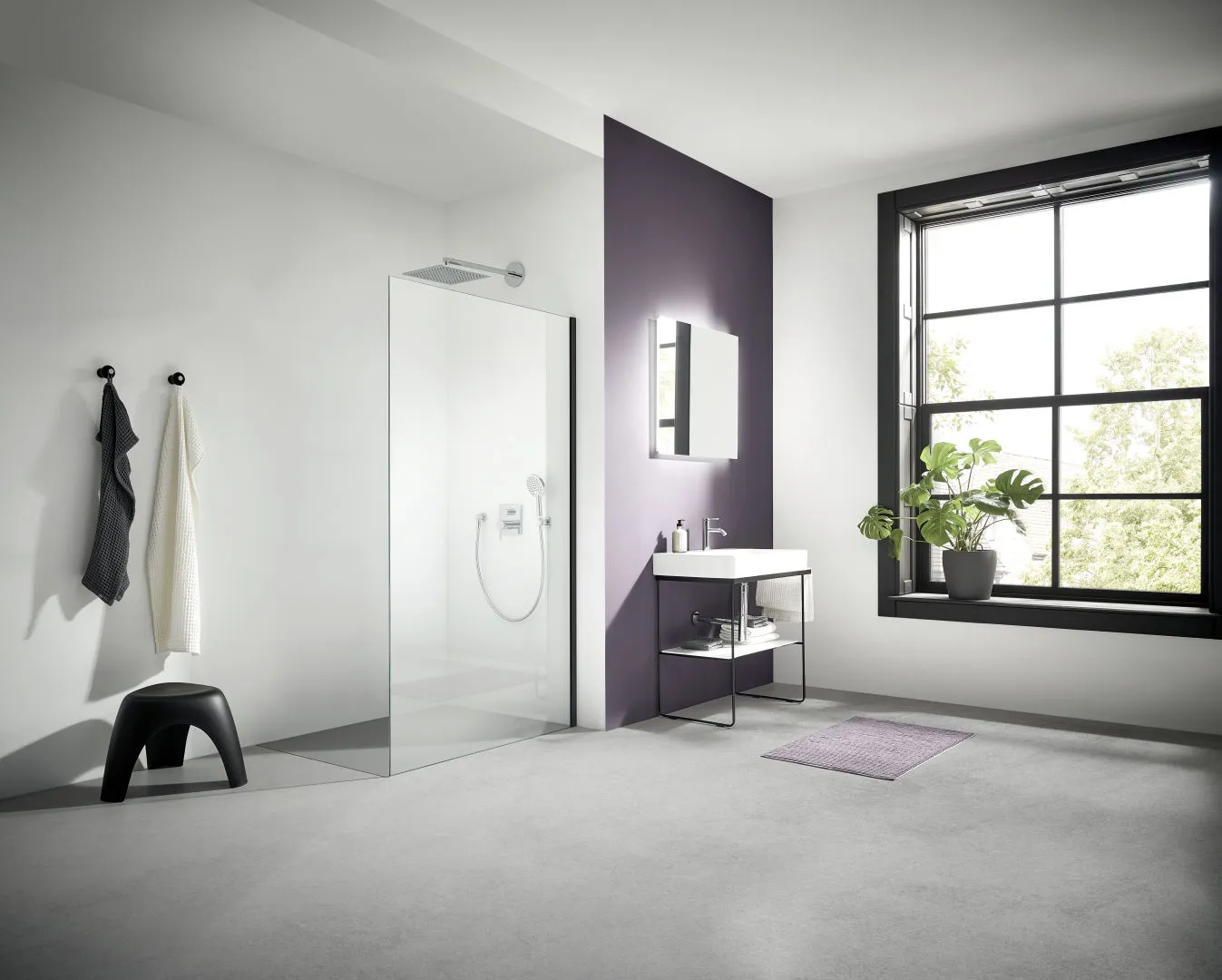 Kermi Duschdesign Walk-In-Duschkabine „WALK-IN XC“ Glas Klar, Profile Schwarz Soft (RAL 9005), BV: 380 - 390 mm WE: 390 - 400 mm H: 2000 mm