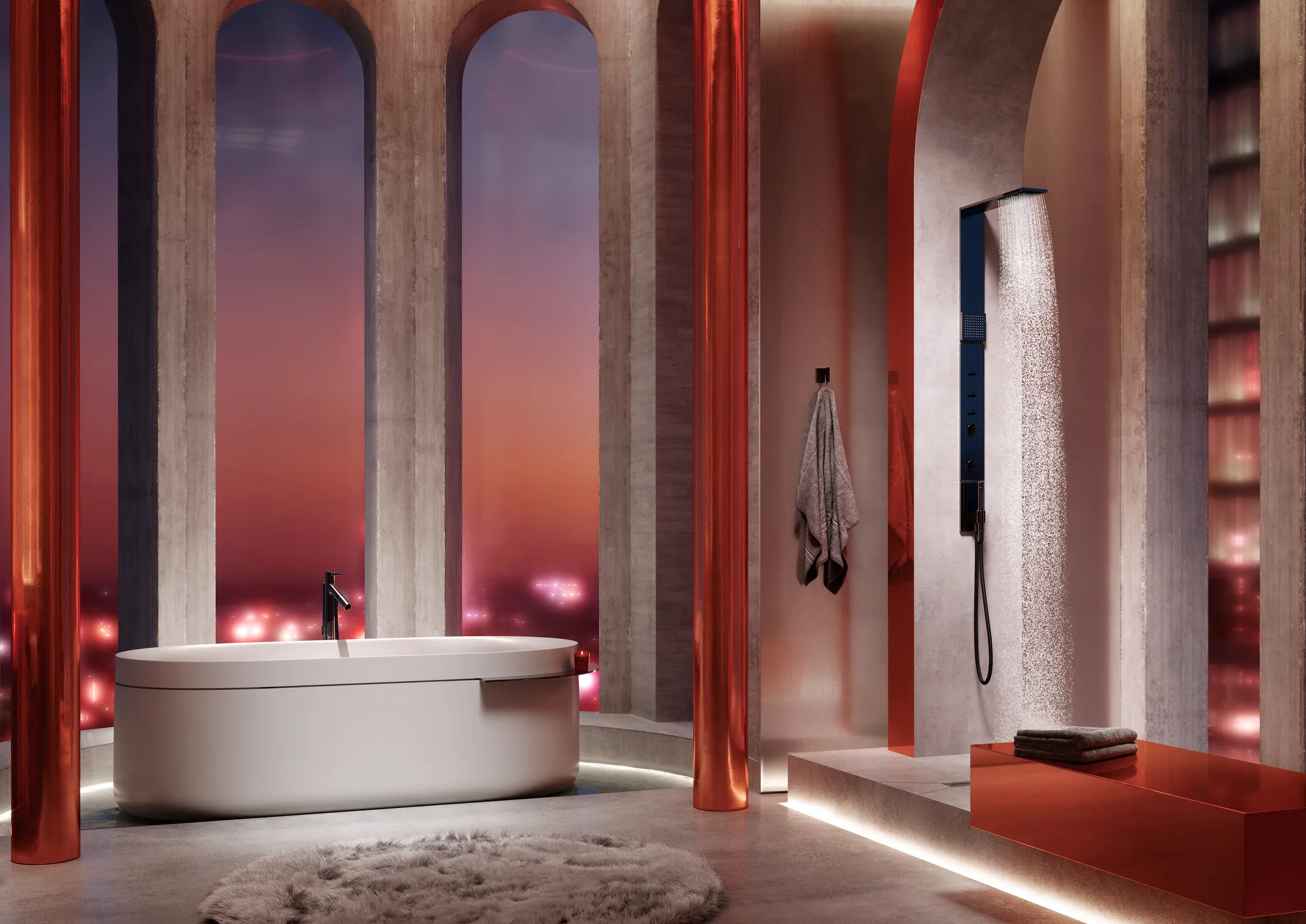 AXOR ShowerComposition Duschpaneel mit Thermostat, Kopfbrause 110/220 1jet und Schulterbrause Chrom