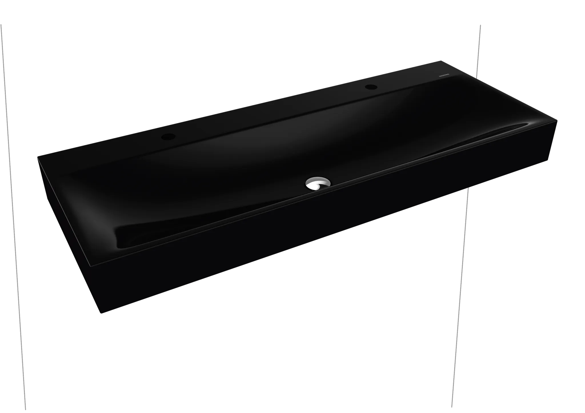 Doppelwaschtisch „Silenio“ 120 × 46 cm, ohne Hahnlochbohrung in schwarz, mit Perl-Effekt Doppelwaschtisch „Silenio“ 120 × 46 cm, ohne Hahnlochbohrung in schwarz, mit Perl-Effekt