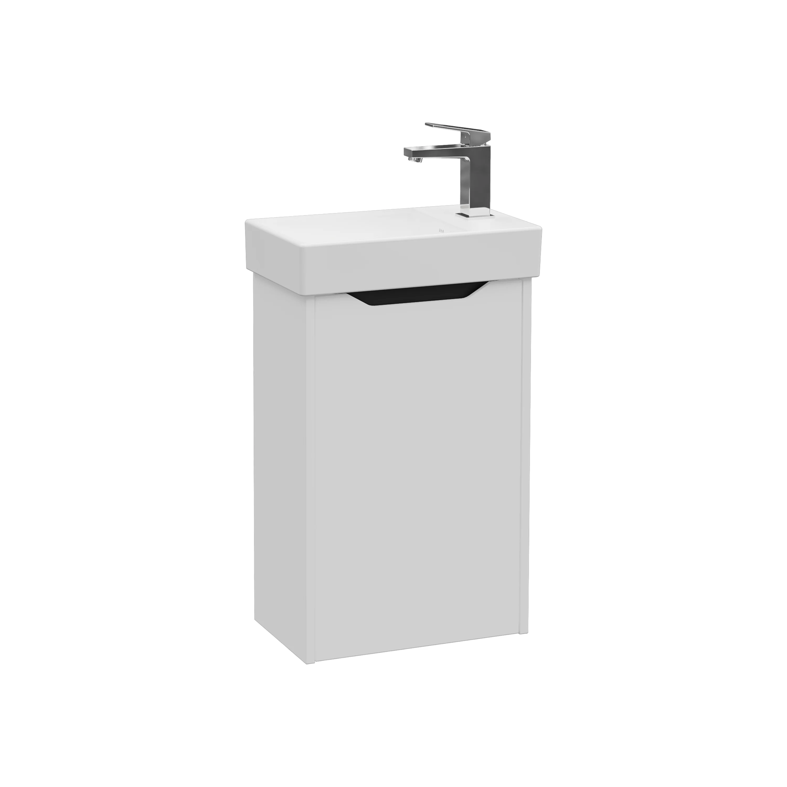 New Integra Square Set Handwaschbecken mit Unterschrank 1 Tür Türanschlag rechts 45 x 28 x 74 cm Weiß Hochglanz/Hellgrau Matt New Integra Square Set Handwaschbecken mit Unterschrank 1 Tür Türanschlag rechts 45 x 28 x 74 cm Weiß Hochglanz/Hellgrau Matt