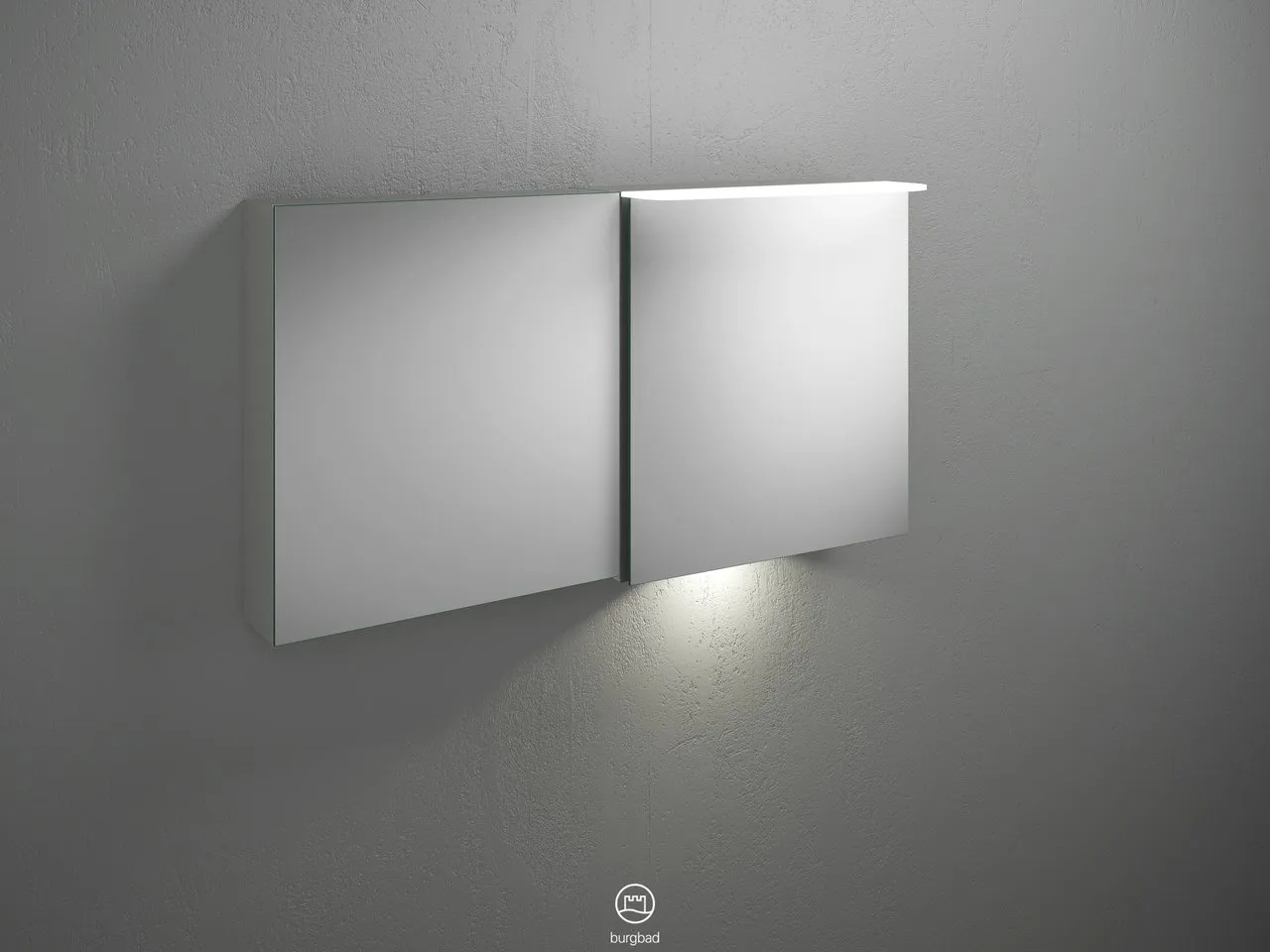 Burgbad Spiegelschrank Badu SFUB120, 310x1200x665 mm, LED-Aufsatzleuchte 4200 K, Schalter-Steckdosenelement, Glaseinlegeböden