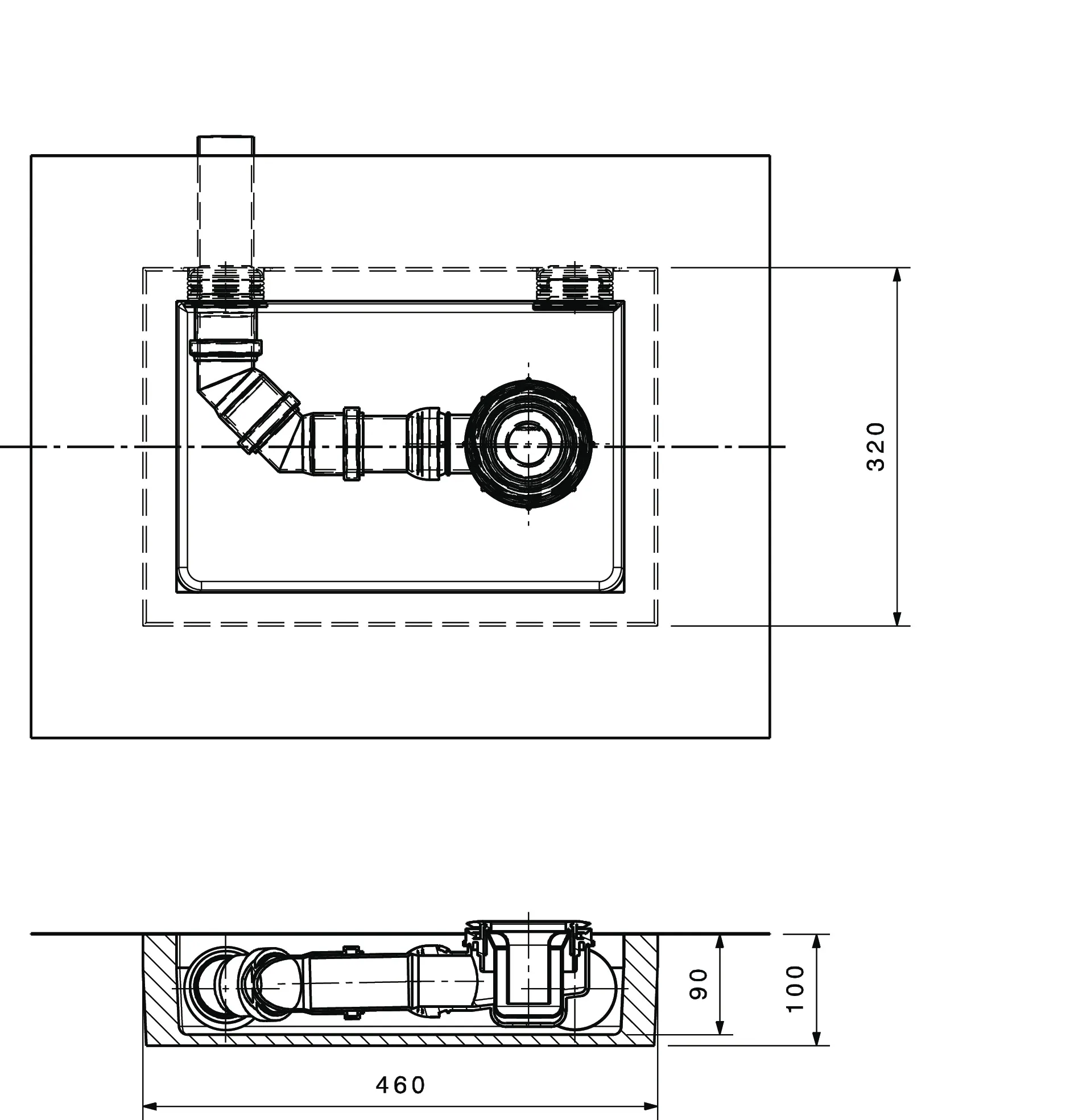 Ideal Standard Ultra Flat S Ablaufbox groß, DN50, 460x320x100mm, rechts oder links verwendbar Ideal Standard Ultra Flat S Ablaufbox groß, DN50, 460x320x100mm, rechts oder links verwendbar