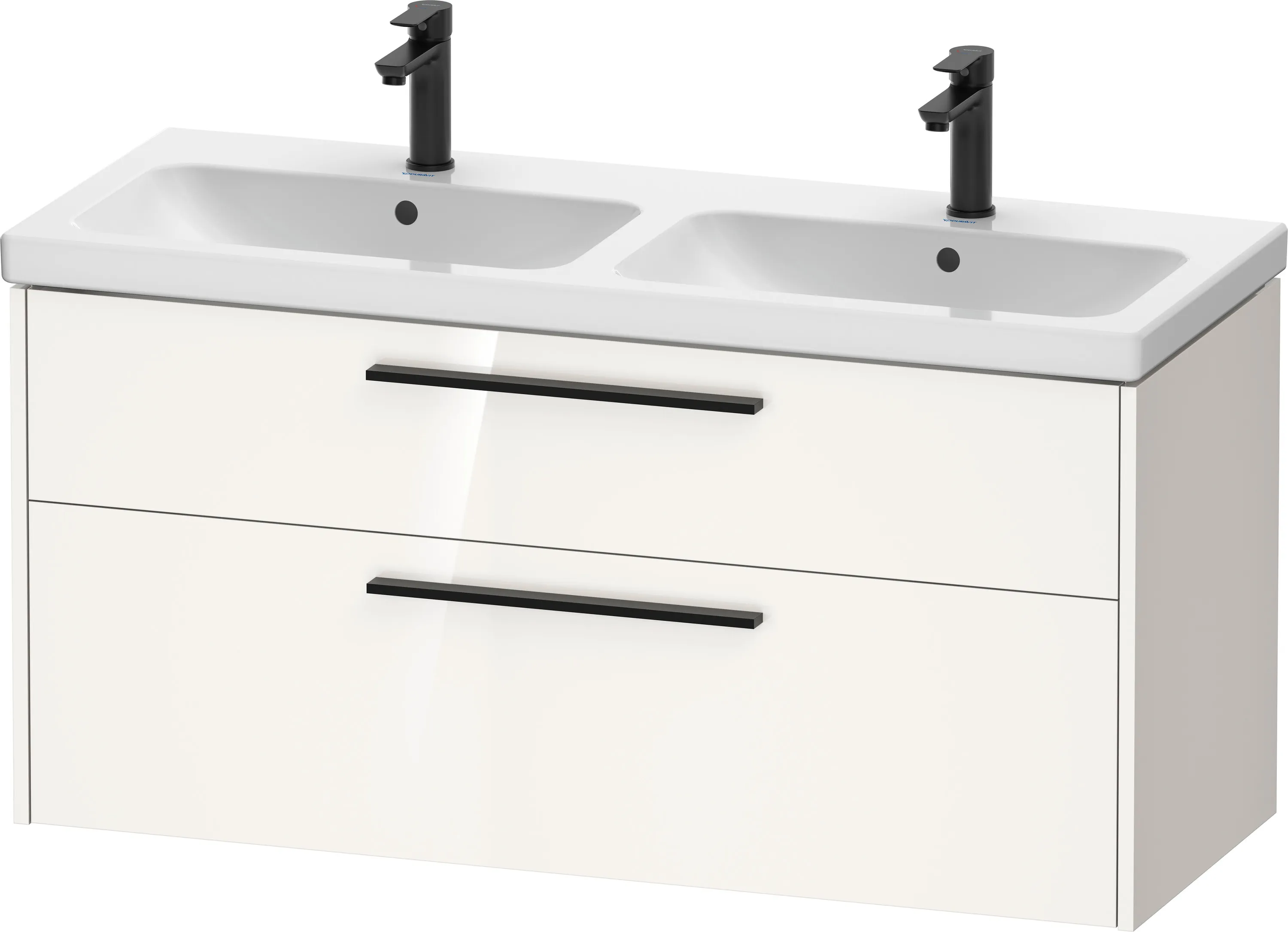 Duravit Waschtischunterschrank für Doppelwaschtisch Wandhängend „D-Code“ 118,4 × 55,5 × 46 cm in Weiß Hochglanz